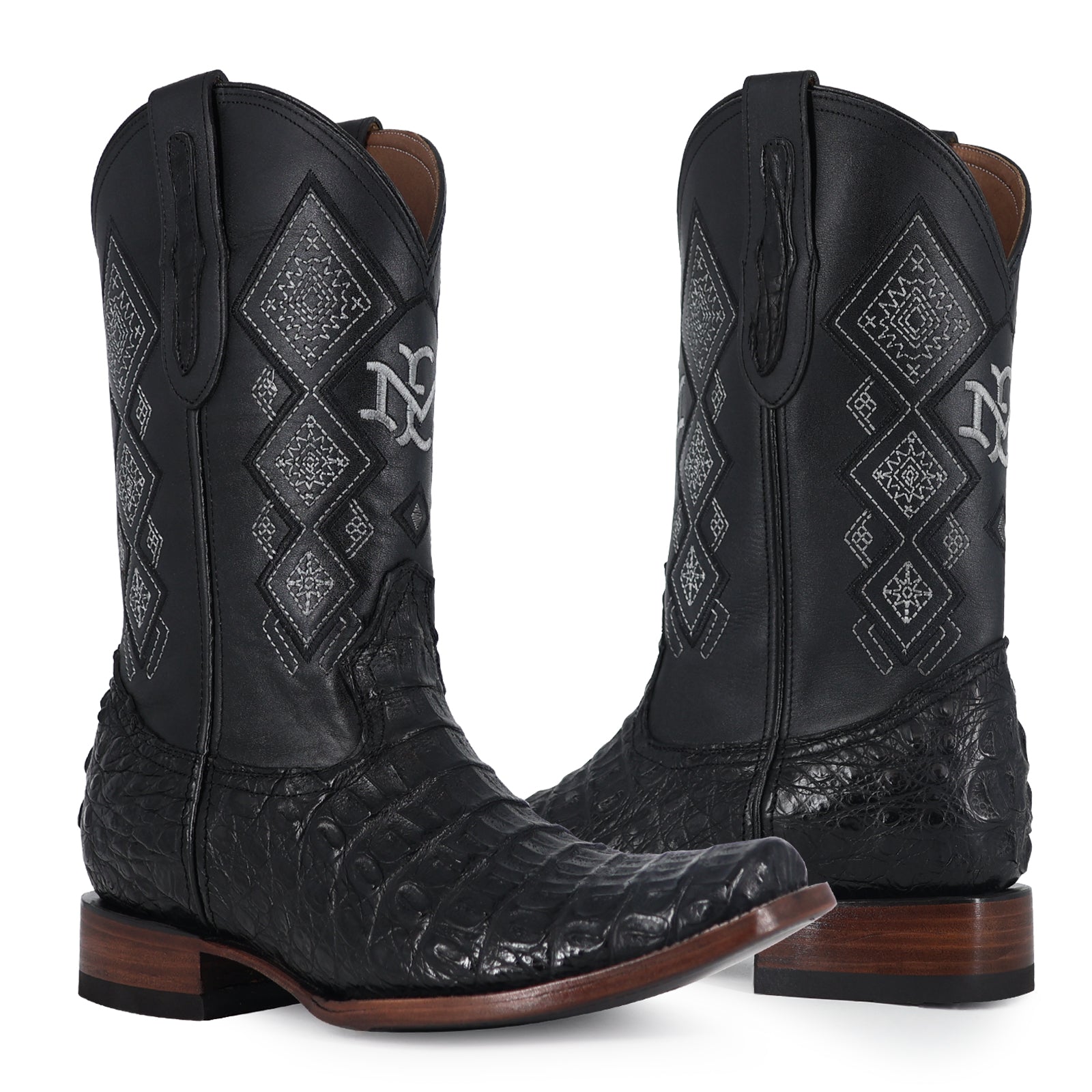 Bota Vaquera Dubai Cocodrilo Lomo Negro