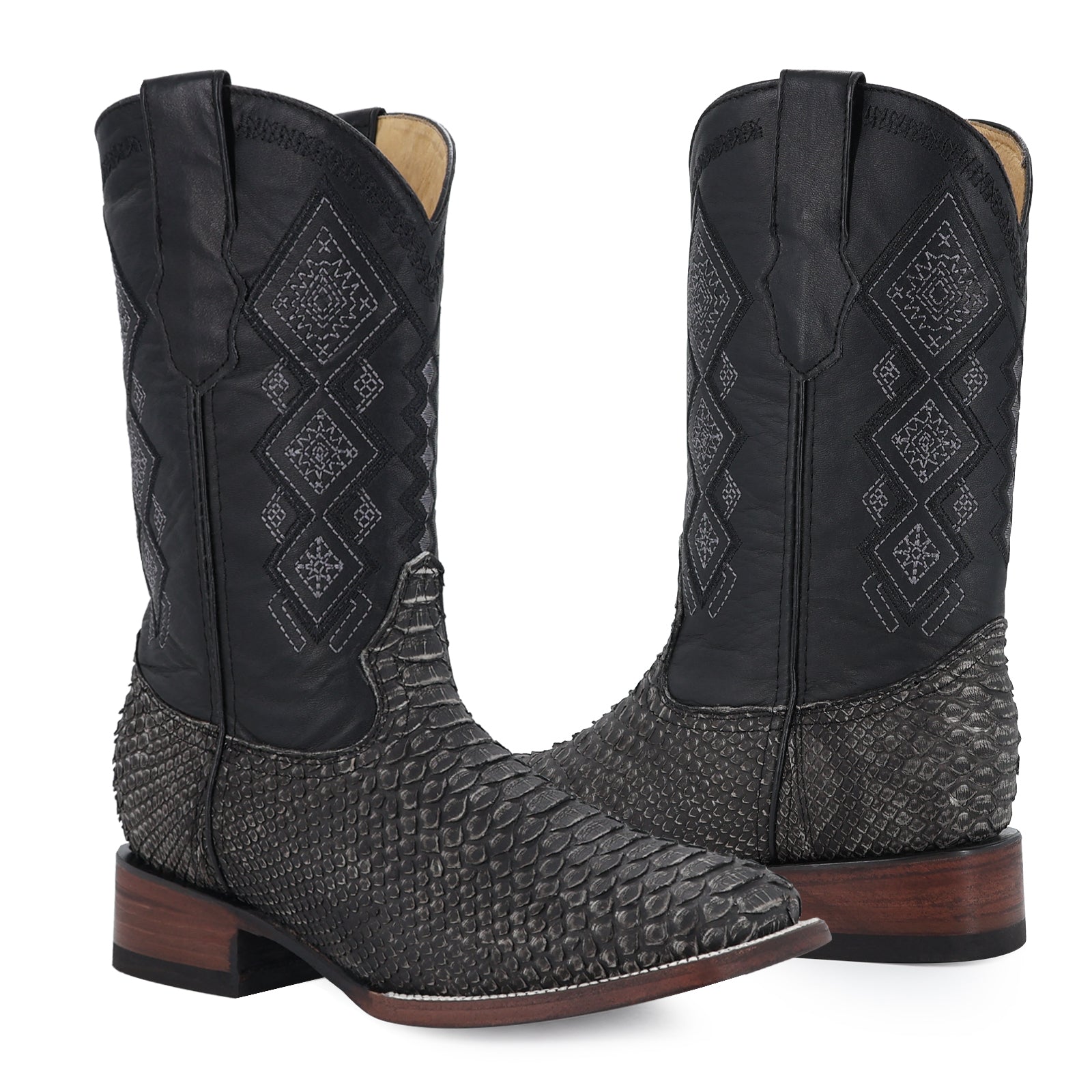 Bota Vaquera Bulldog Pitón Nobuck Periodico