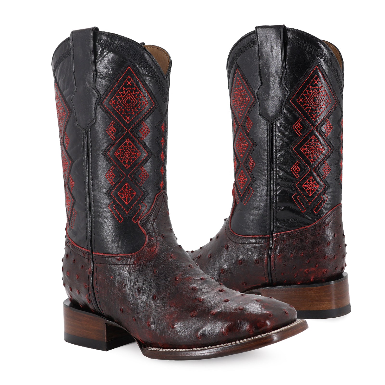 Bota Vaquera Bulldog Avestruz Black Cherry