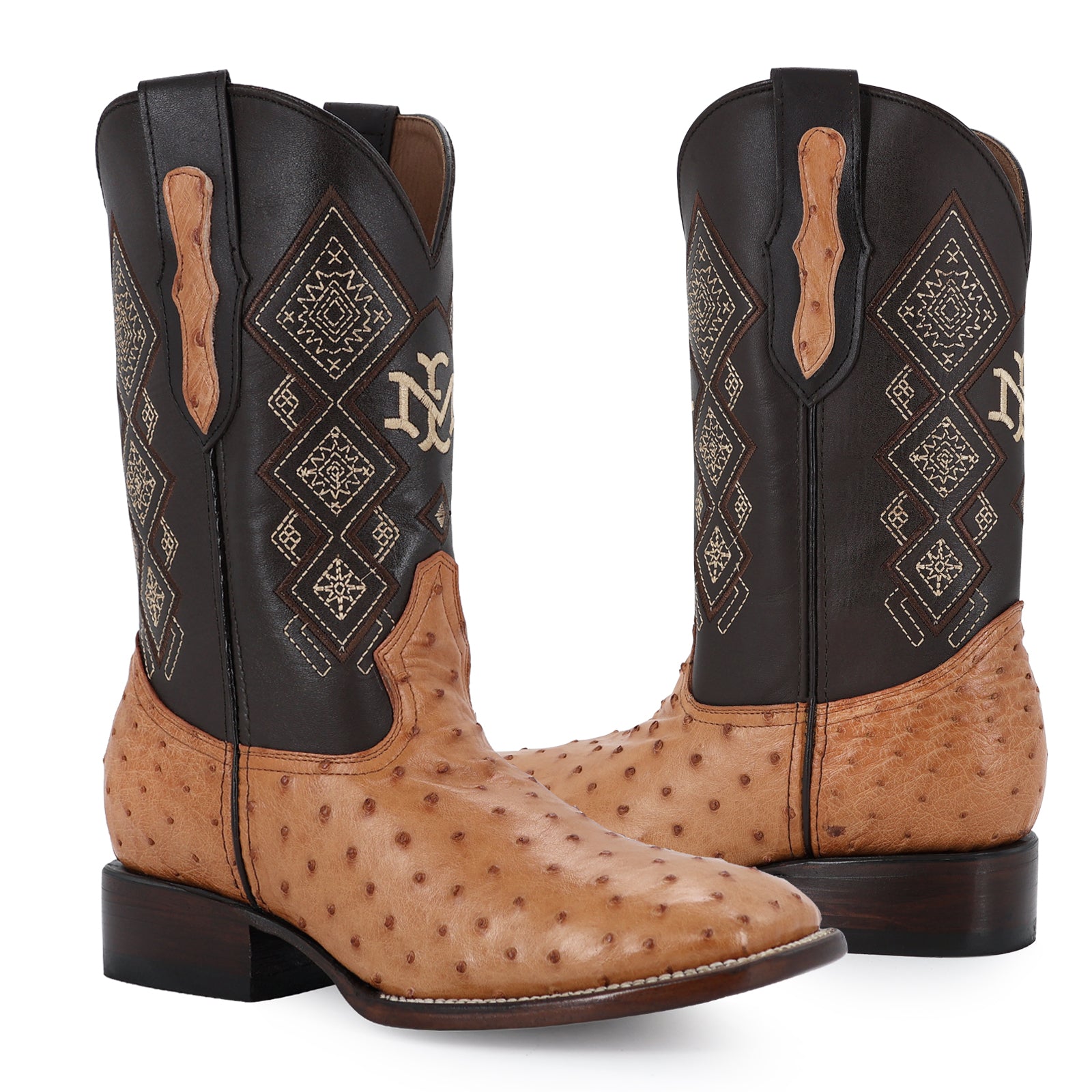 Bota Vaquera Bulldog Avestruz Coñac