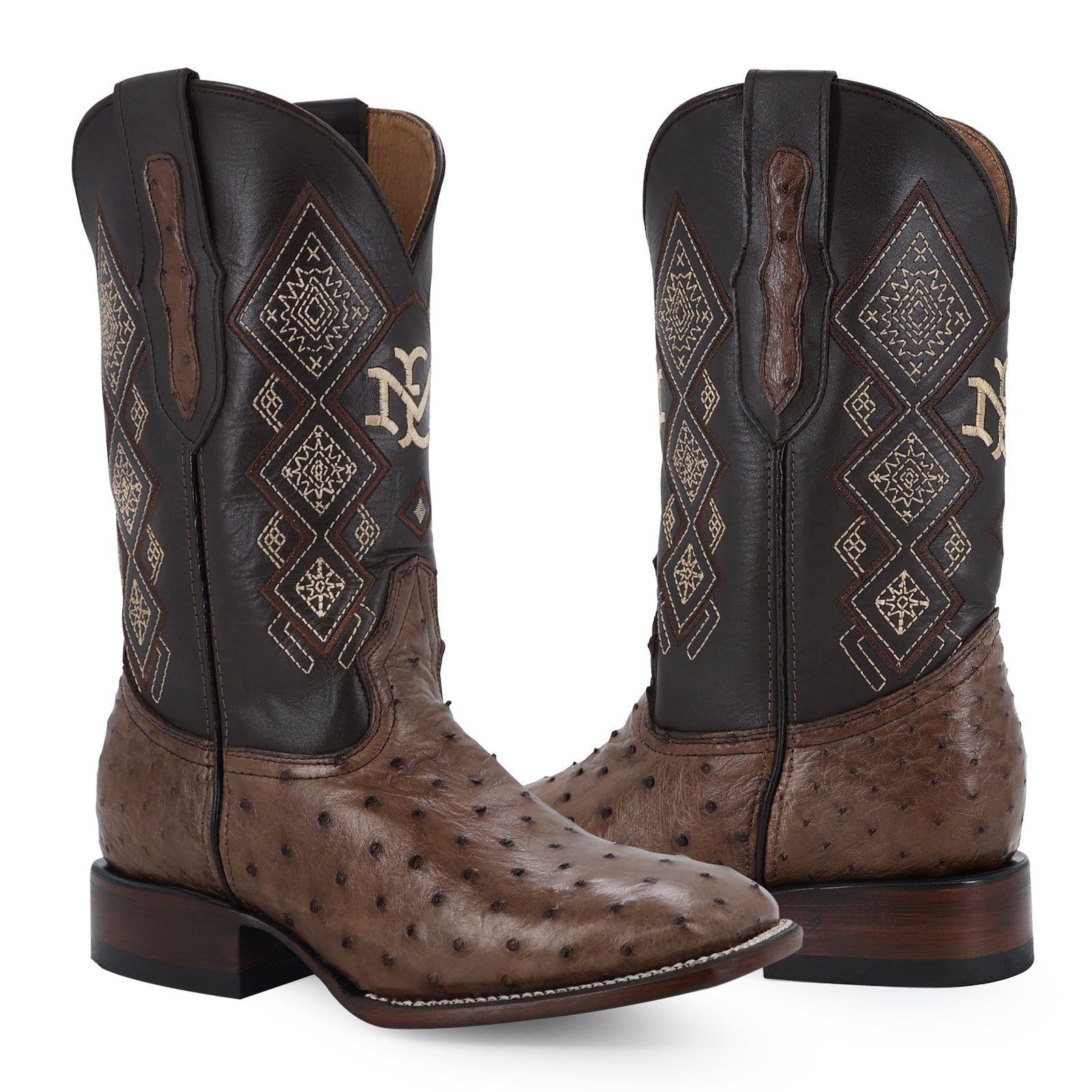 Bota Vaquera Bulldog Avestruz Cafe