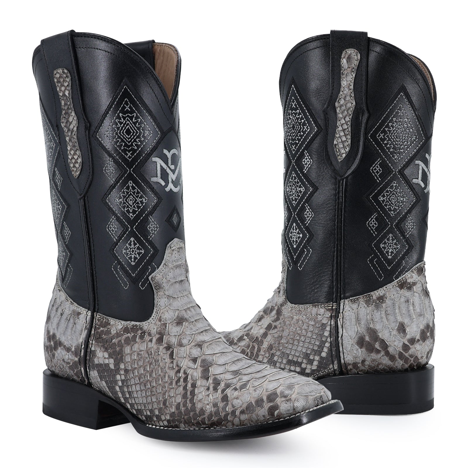 Bota Vaquera Bulldog Pitón Nobuck Gris