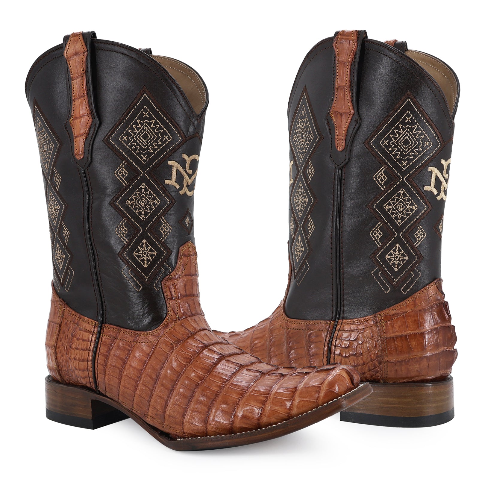 Bota Vaquera Dubai Cocodrilo Cola Coñac