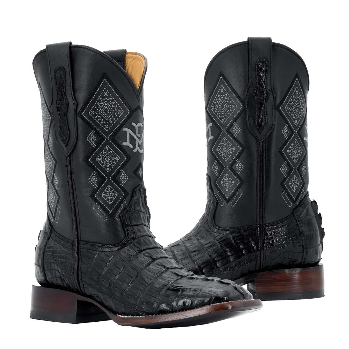 Bota Vaquera Horma Bulldog Piel Cocodrilo Cola
