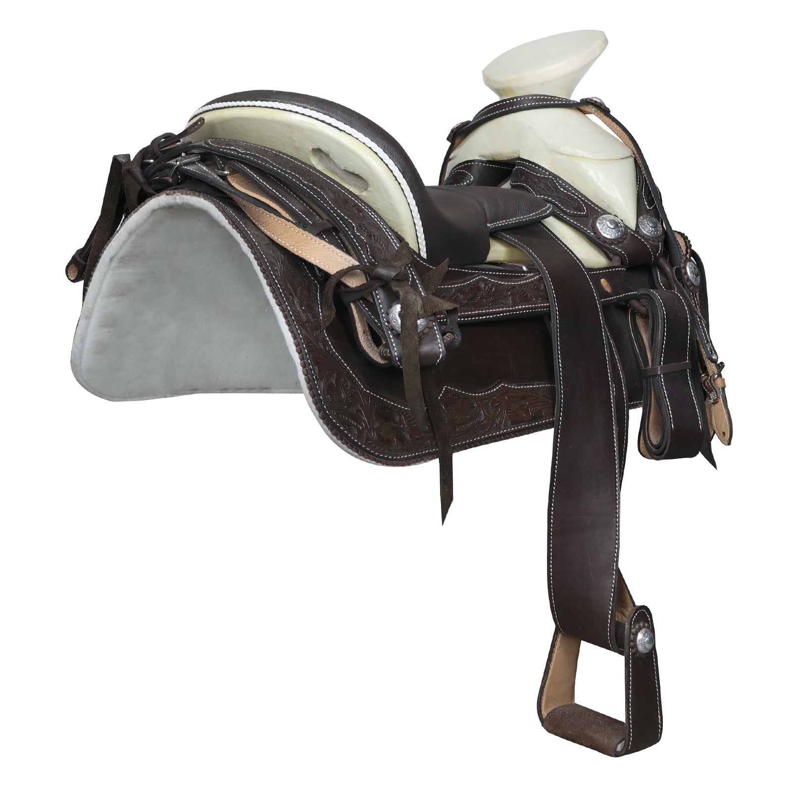 Montura charra fuste natural cantina cuadrada