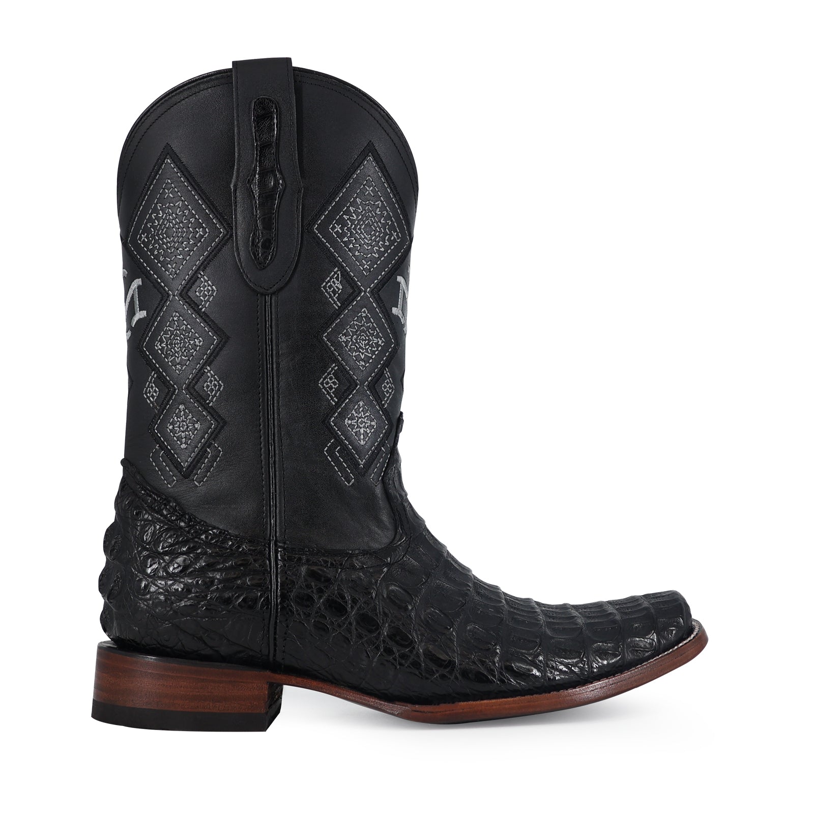 Bota Vaquera Dubai Cocodrilo Lomo Negro