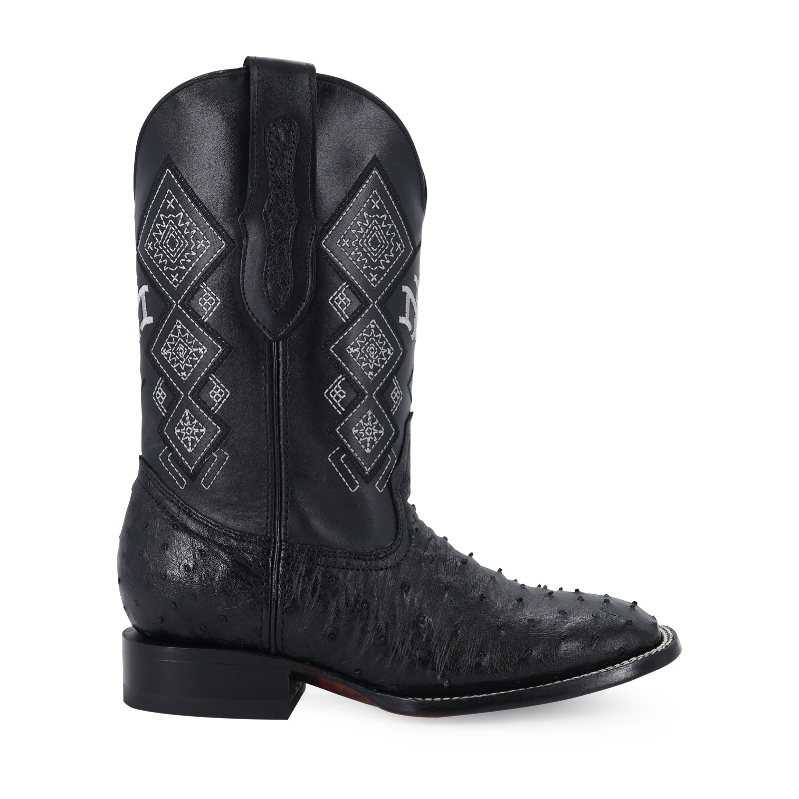 Bota Vaquera Bulldog Avestruz Negro