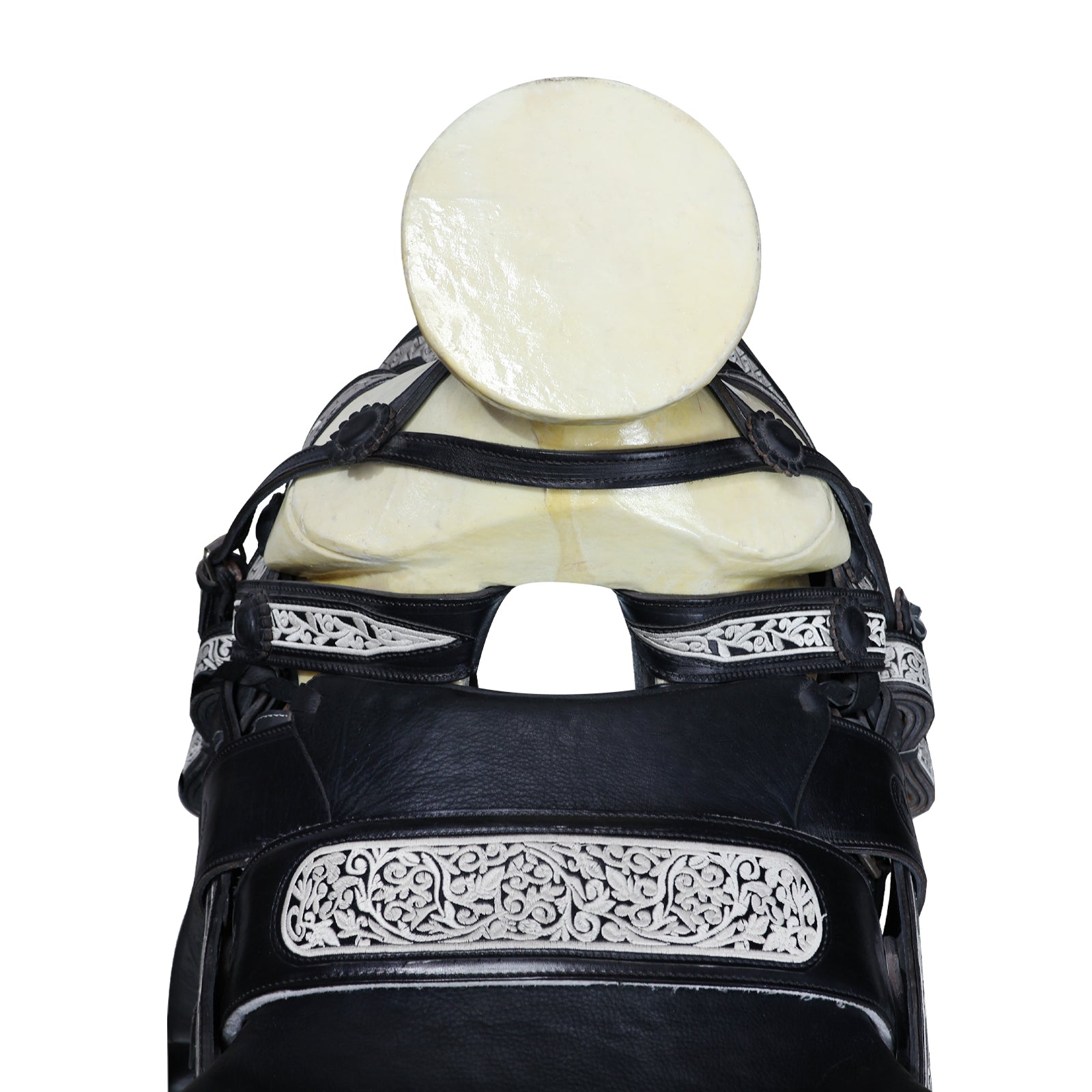 Montura charra fuste natural bordada