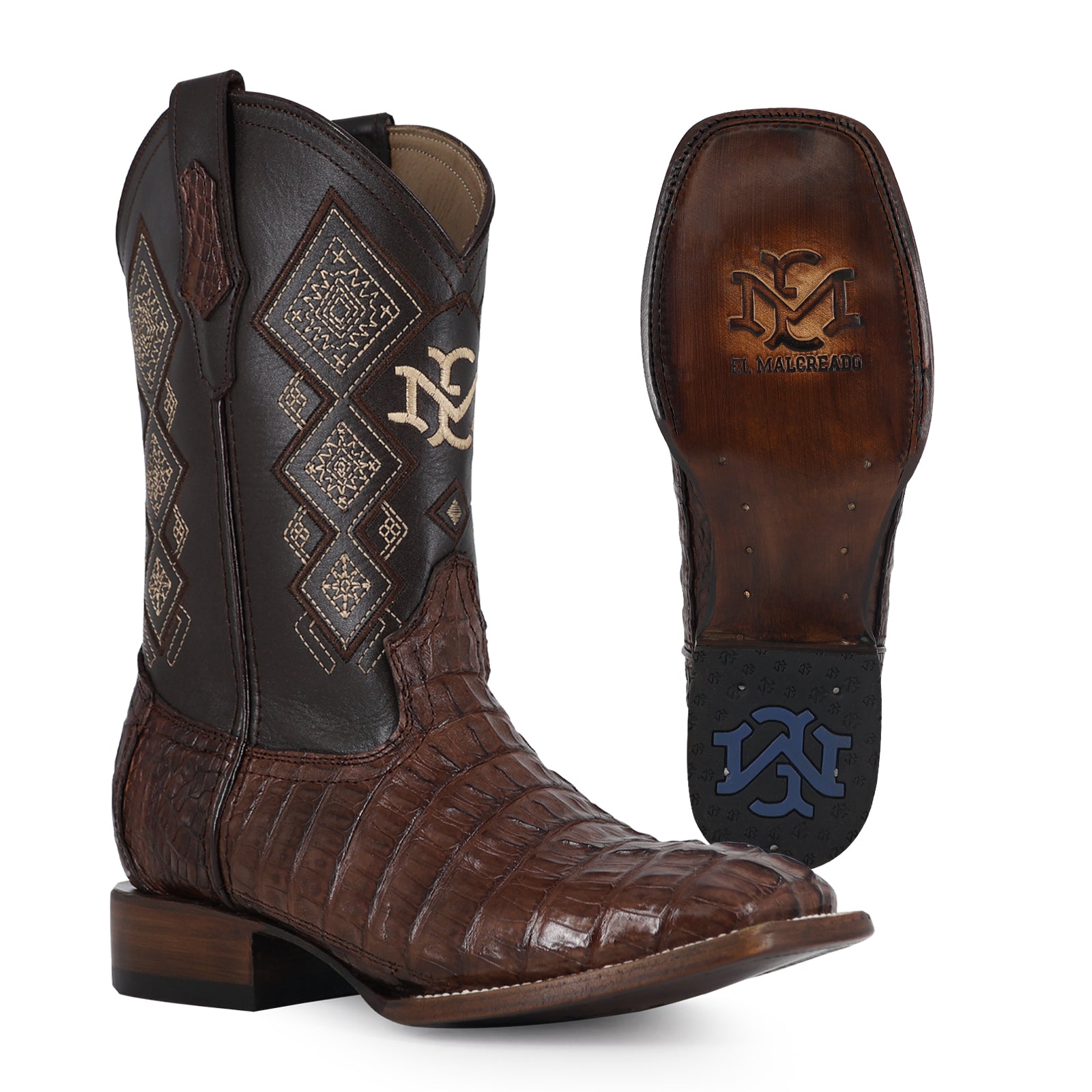 Bota Vaquera Bulldog Cocodrilo Cola tabaco