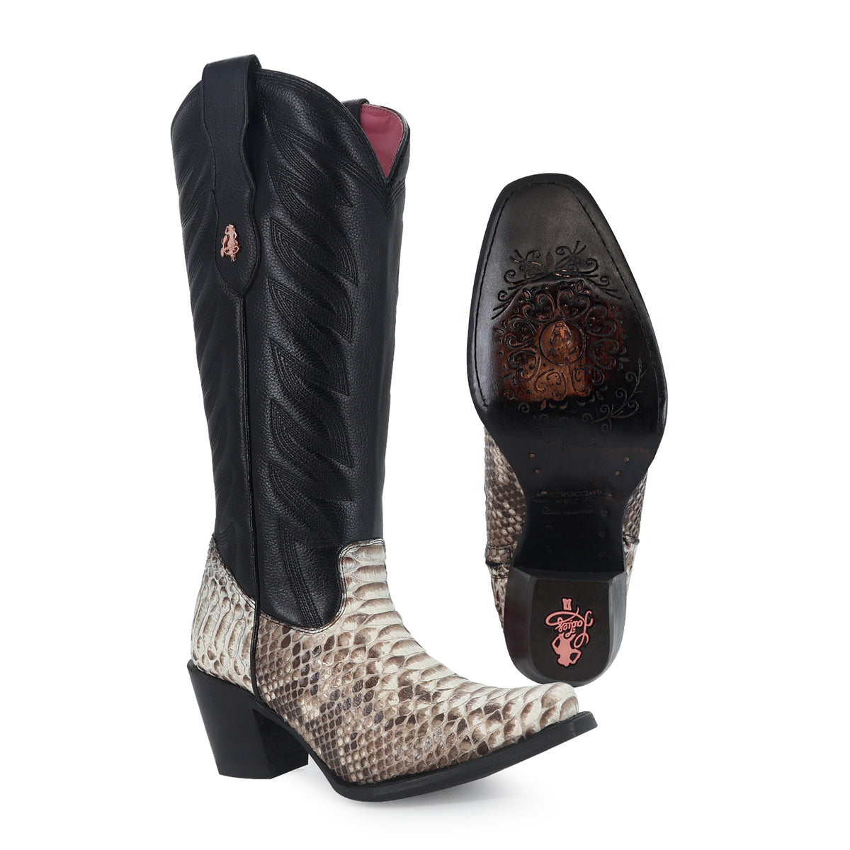 Bota vaquera para dama de piel piton natural modelo Bandida