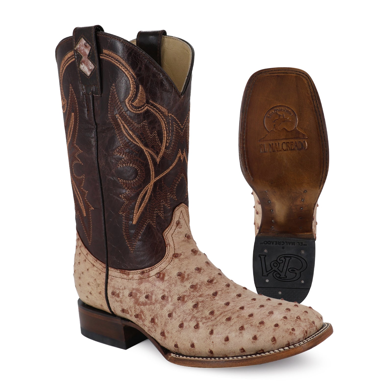 Bota Vaquera Bulldog Avestruz Bruciato