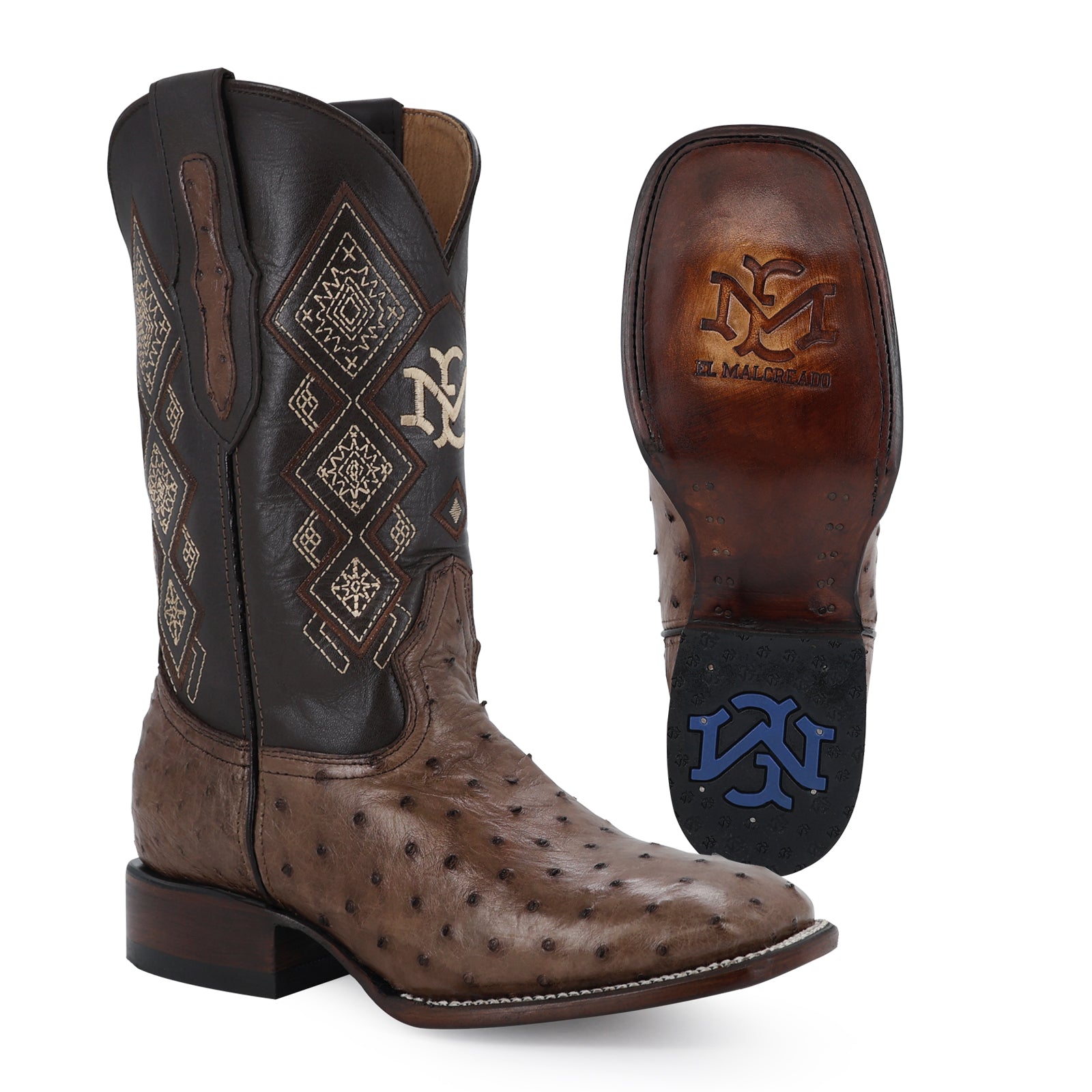 Bota Vaquera Bulldog Avestruz Cafe