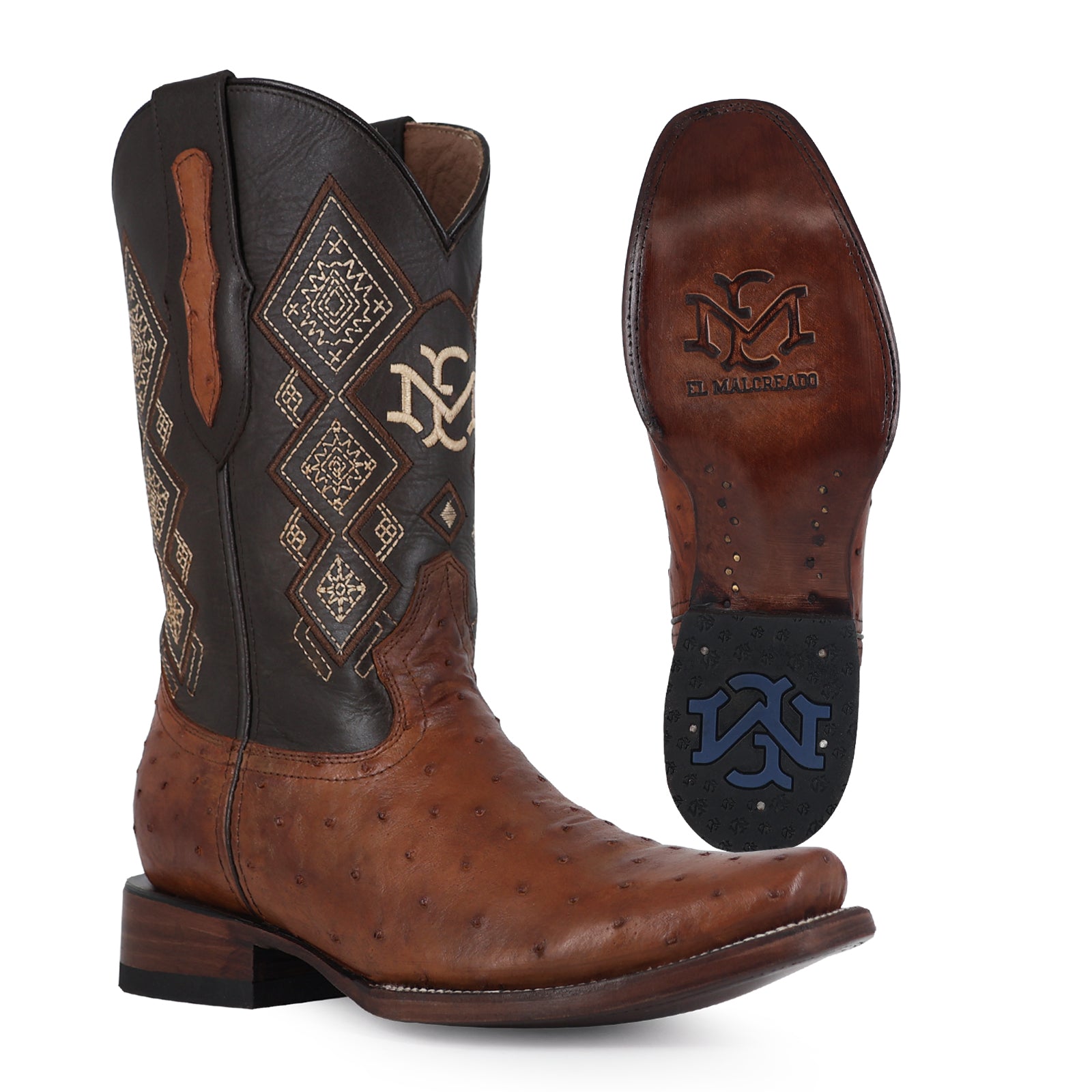 Bota Vaquera Dubai Avestruz Coñac