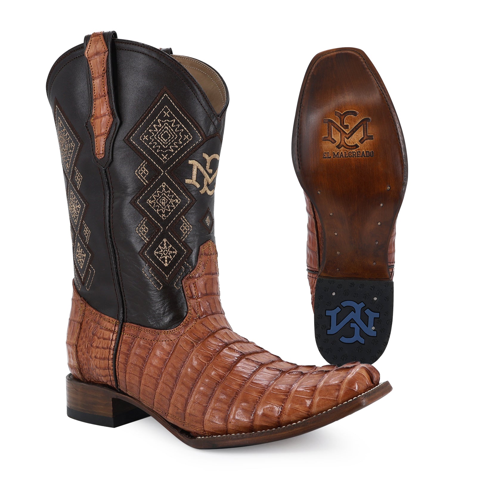 Bota Vaquera Dubai Cocodrilo Cola Coñac