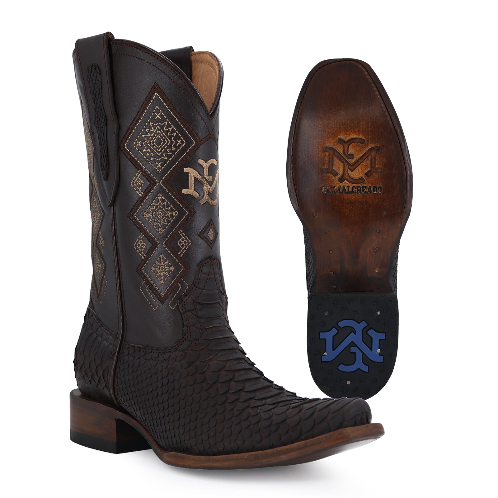 Bota Vaquera Dubái Pitón Nobuck Cafe