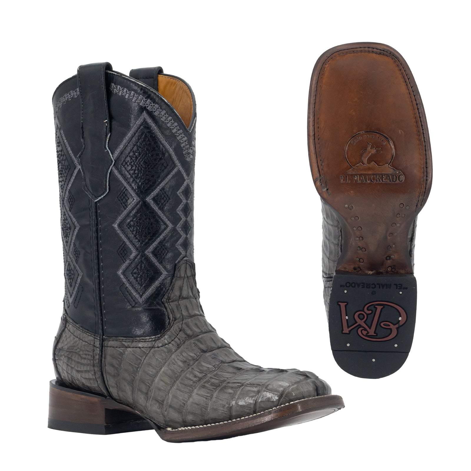 Bota Vaquera Bulldog Cocodrilo Cola Gris