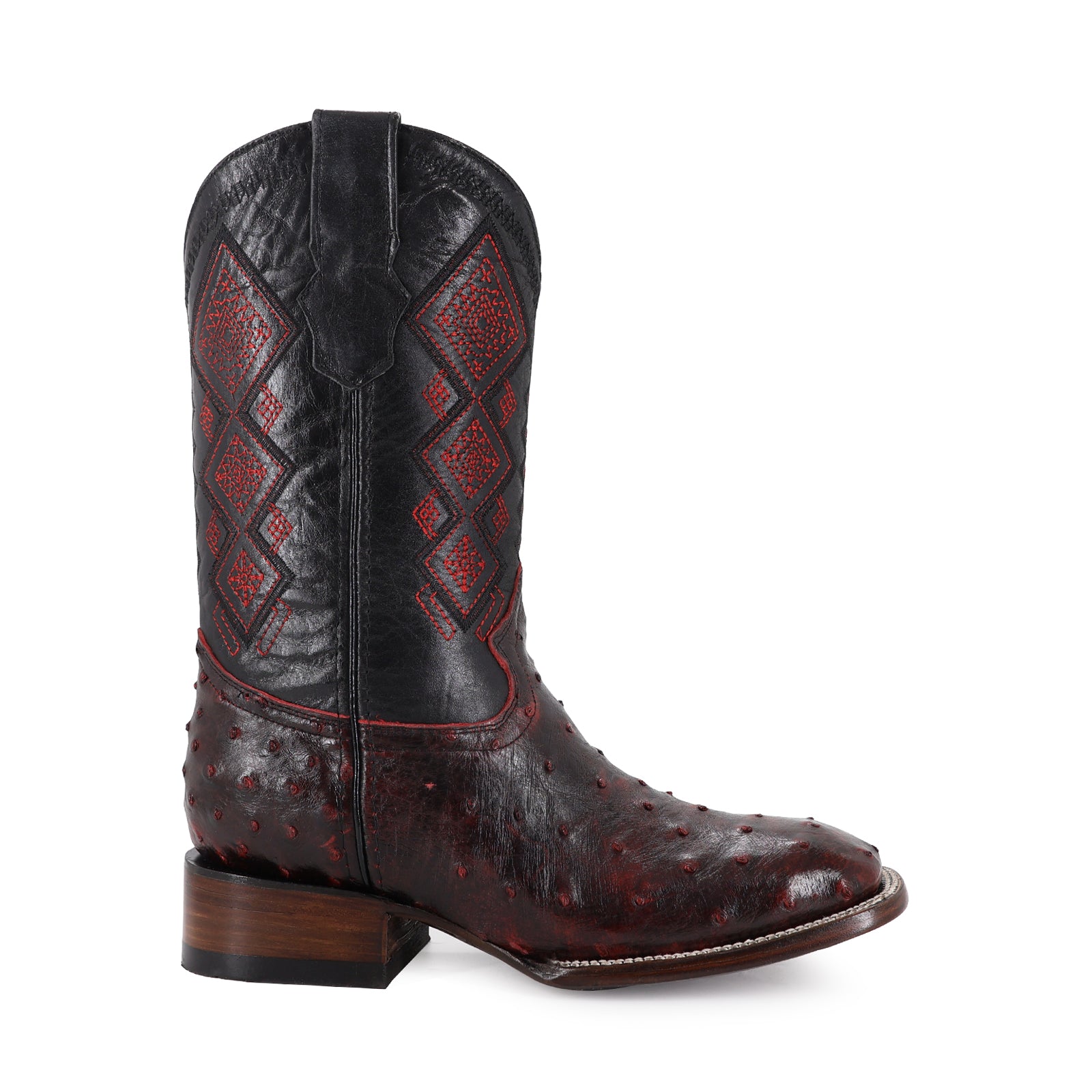 Bota Vaquera Bulldog Avestruz Black Cherry