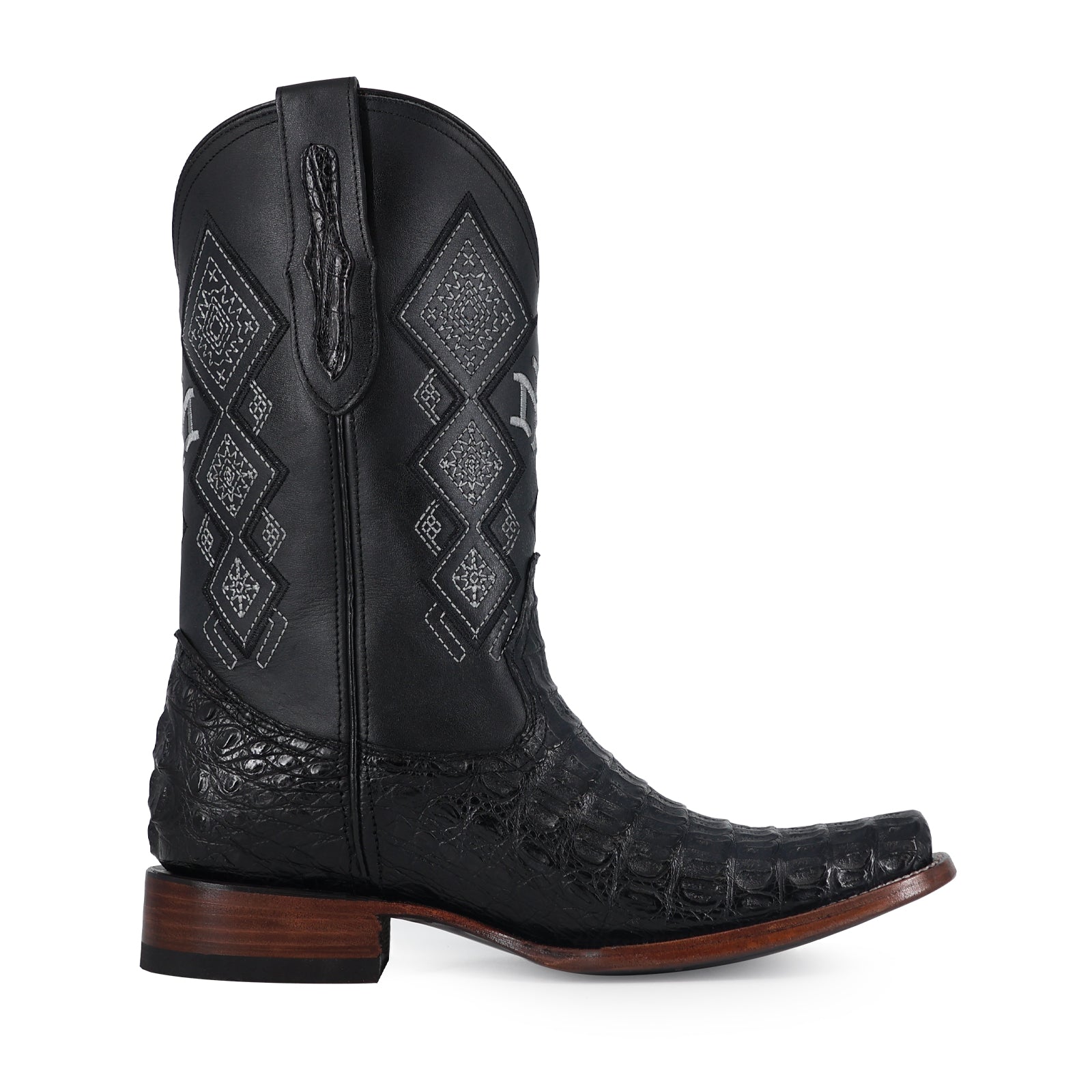 Bota Vaquera Dubai Cocodrilo Lomo Negro