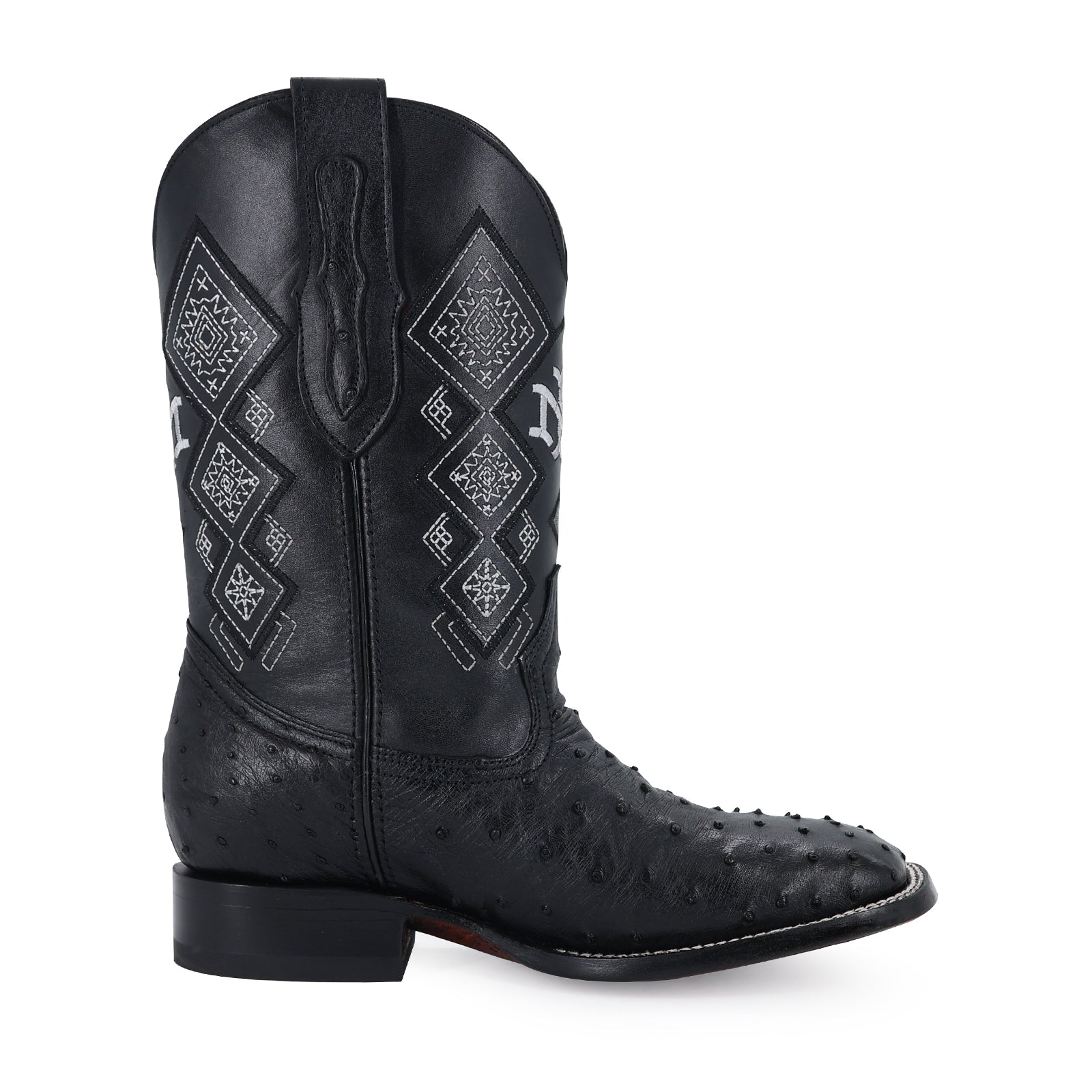 Bota Vaquera Bulldog Avestruz Negro