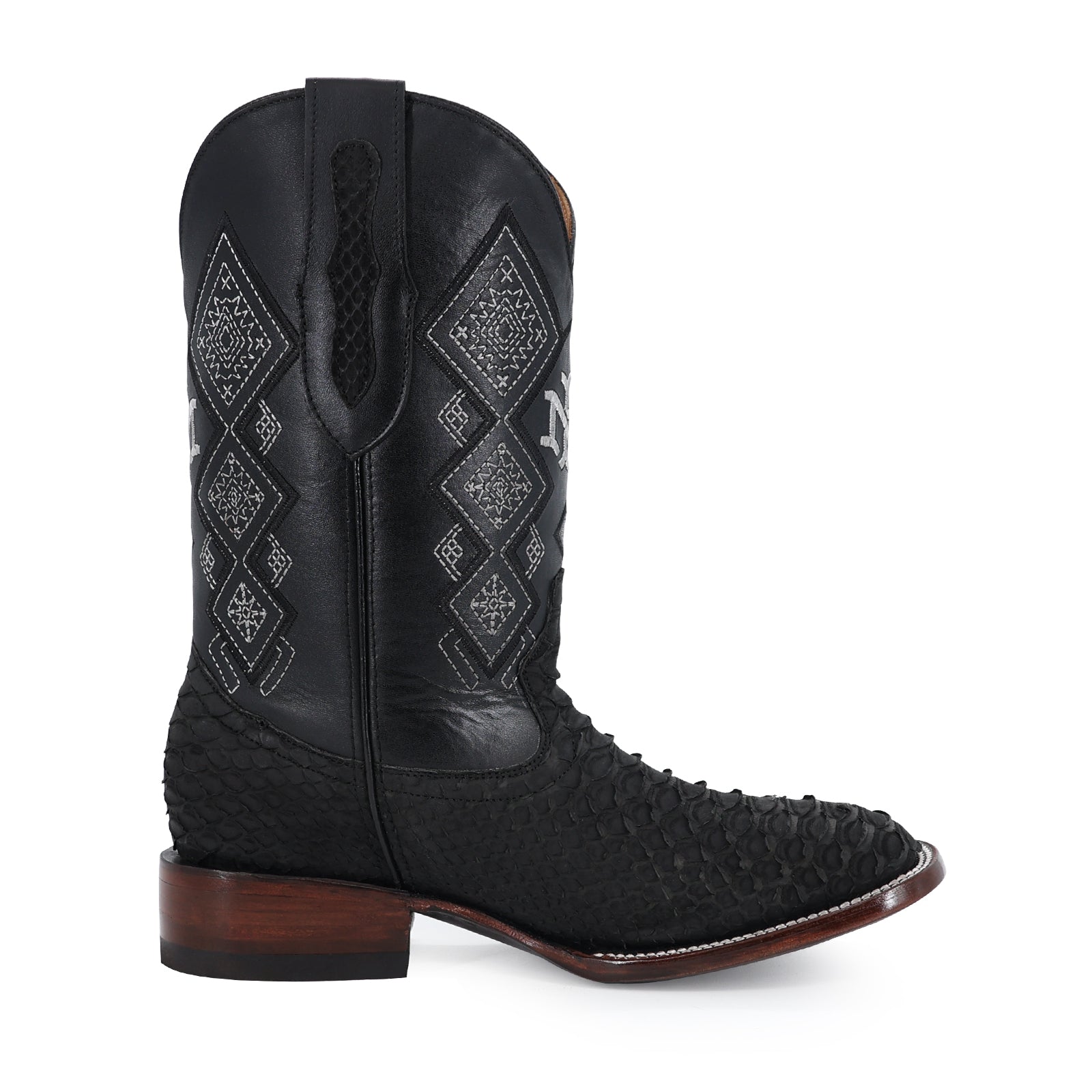 Bota Vaquera Bulldog Pitón Nobuck Negro