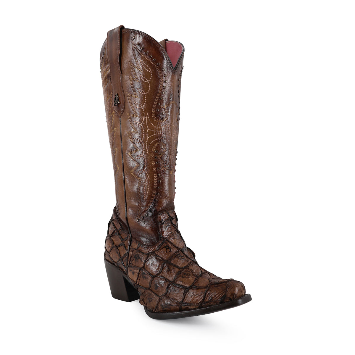Bota vaquera para dama de piel pescado modelo Liberty alta