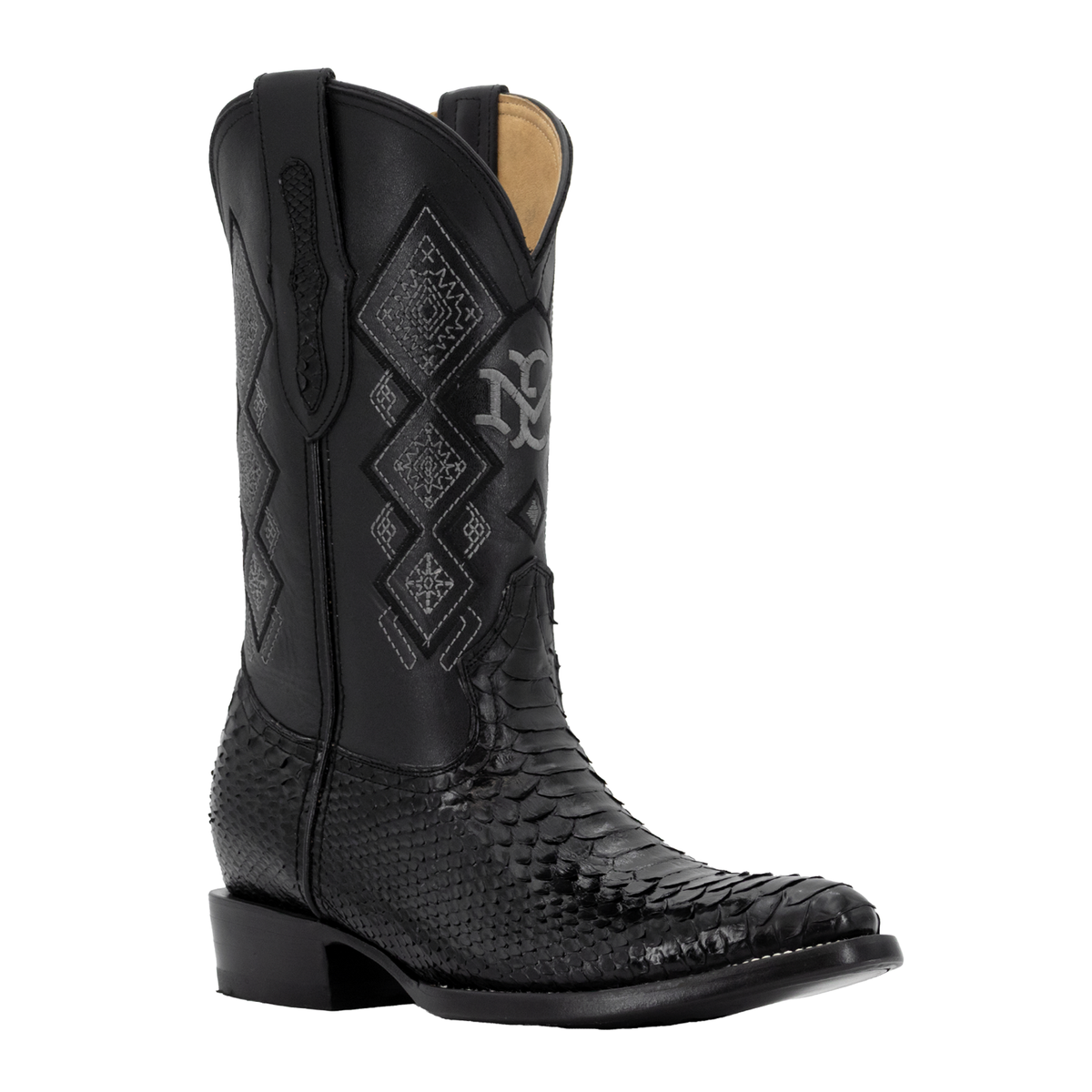Bota Vaquera Oval Para Caballer Piel Pitón