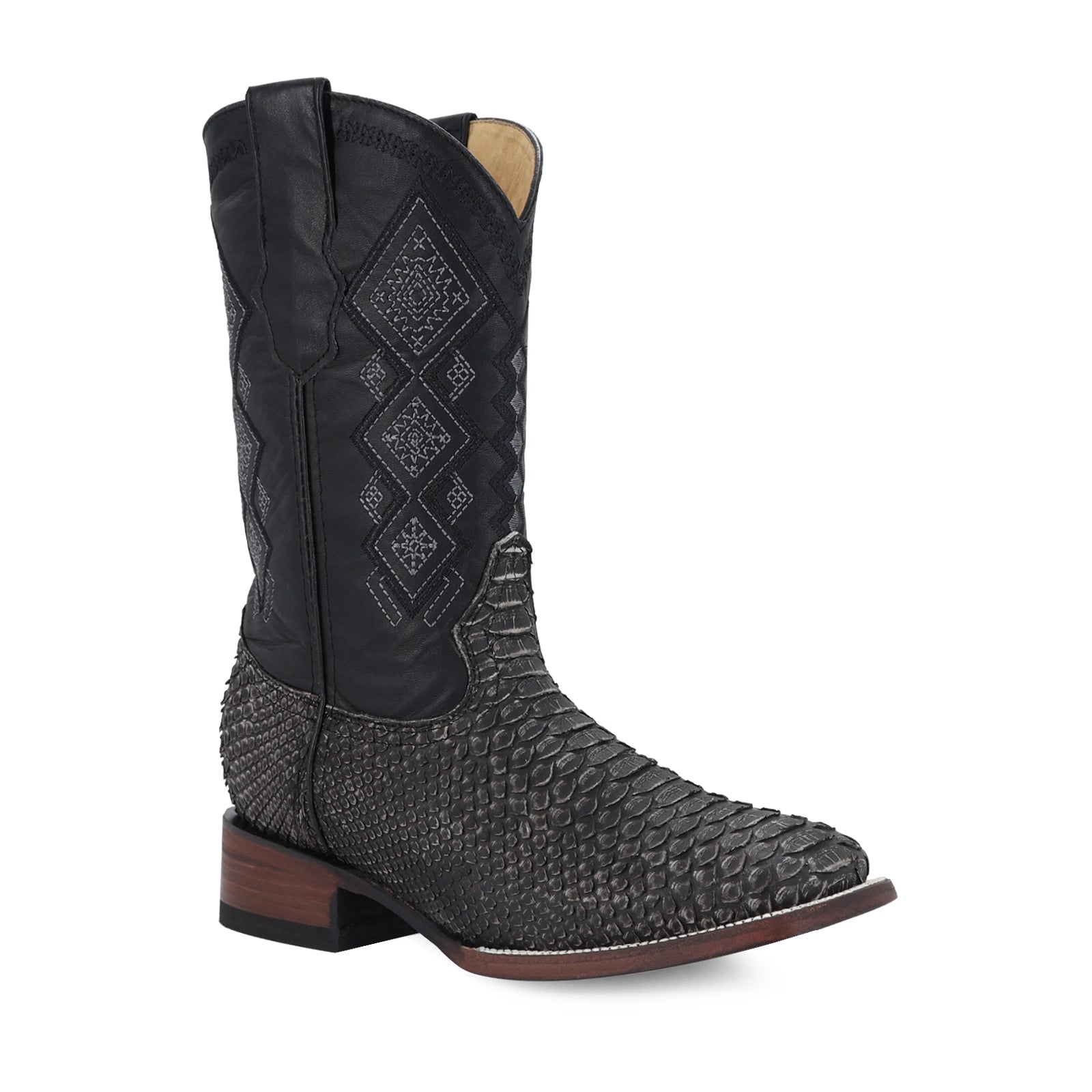 Bota Vaquera Bulldog Pitón Nobuck Periodico