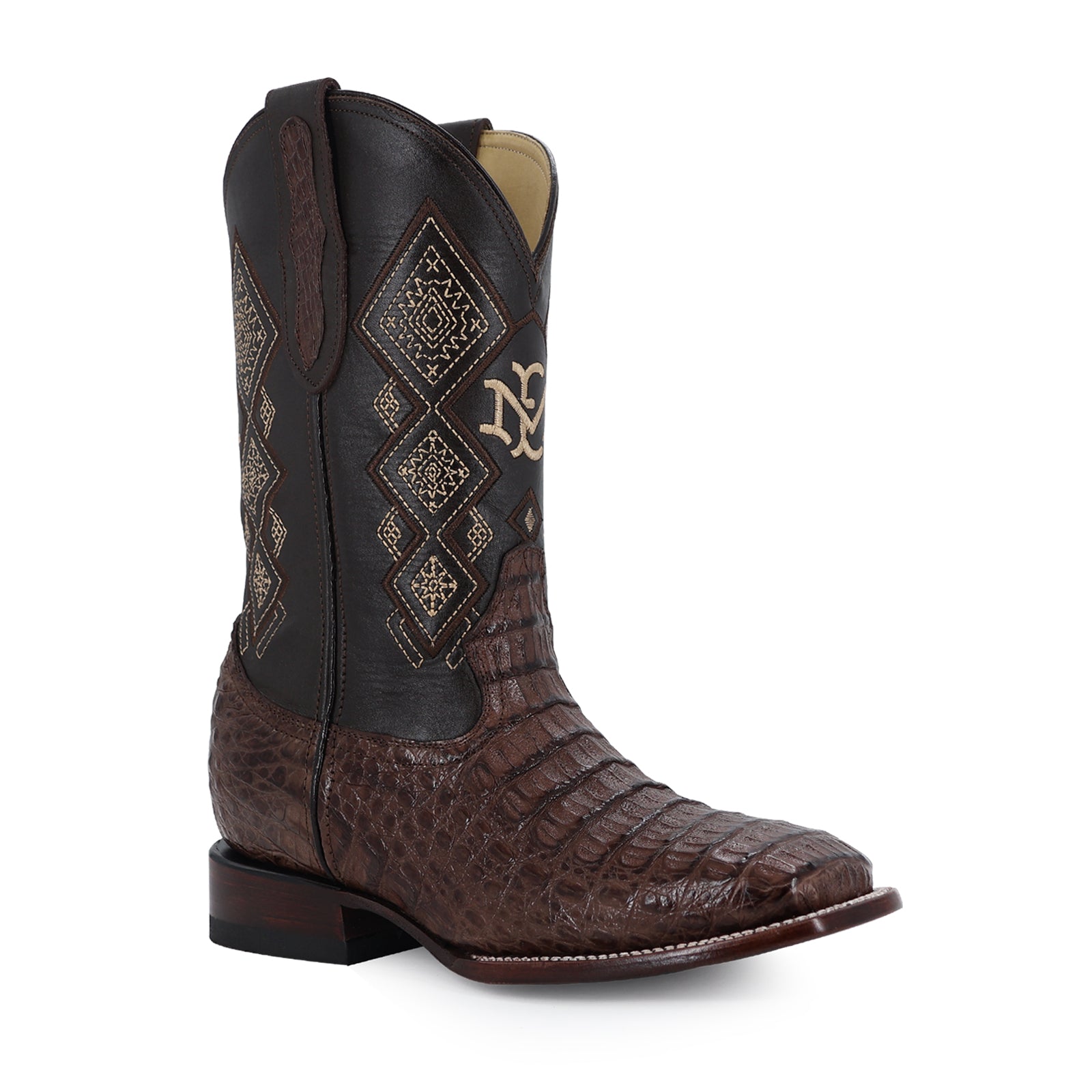 Bota Vaquera Bulldog Cocodrilo Lomo Cafe