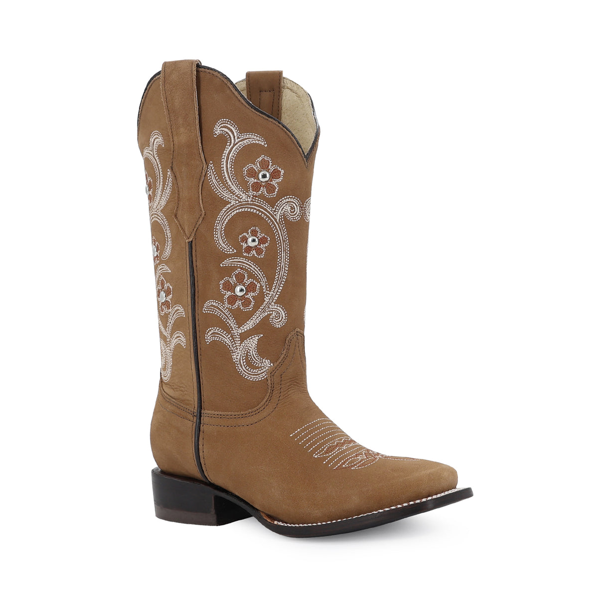 Bota vaquera para dama de piel modelo Dalia Choco