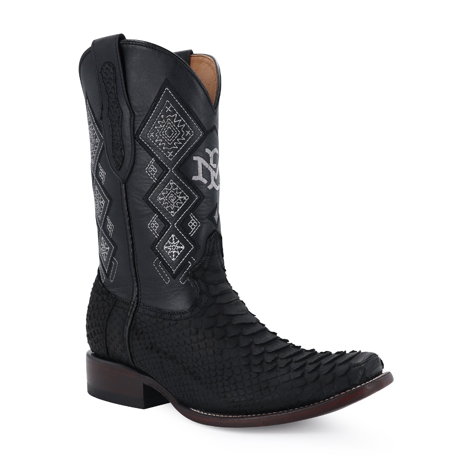 Bota Vaquera Dubái Pitón Nobuck Negro