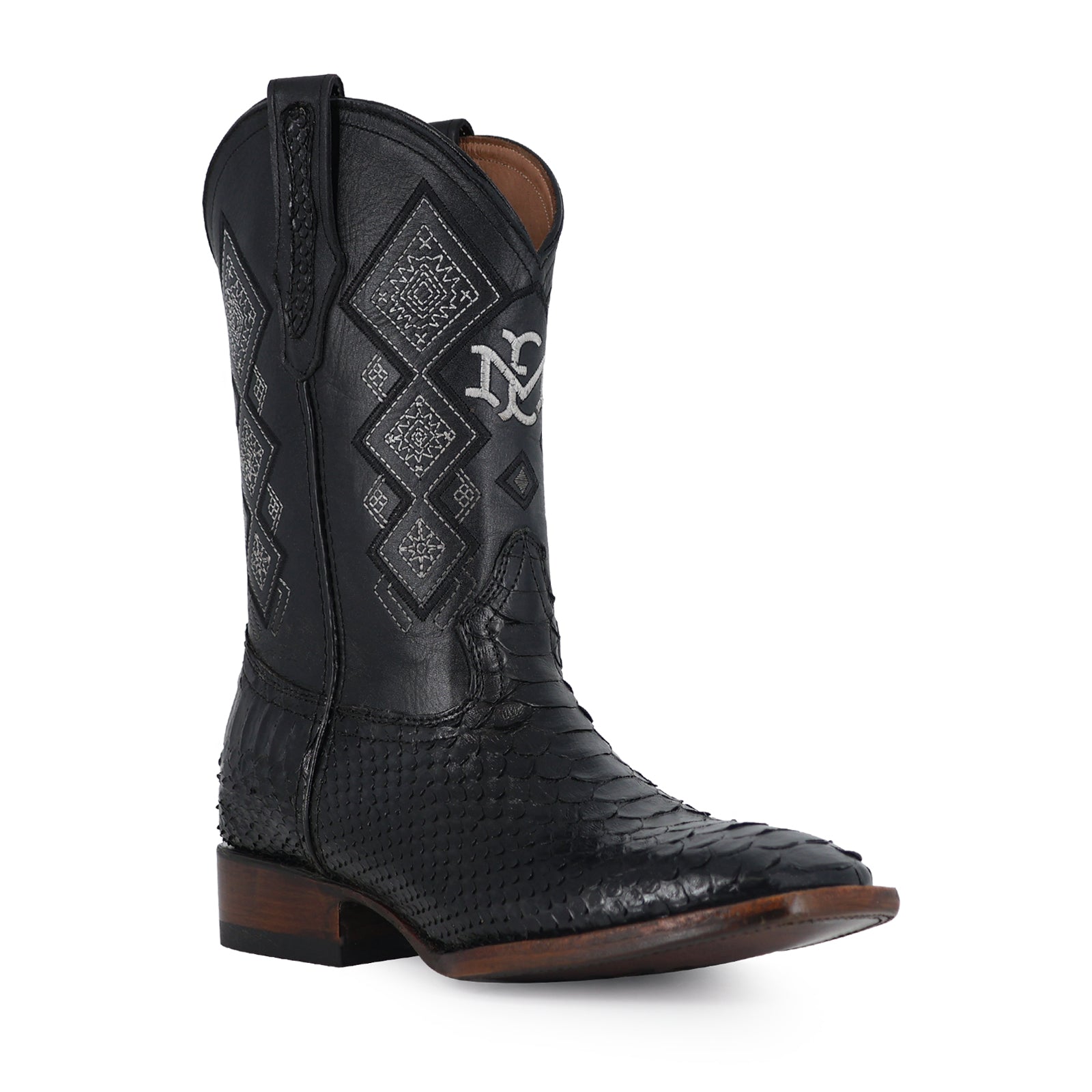 Bota Vaquera Bulldog Pitón Negro