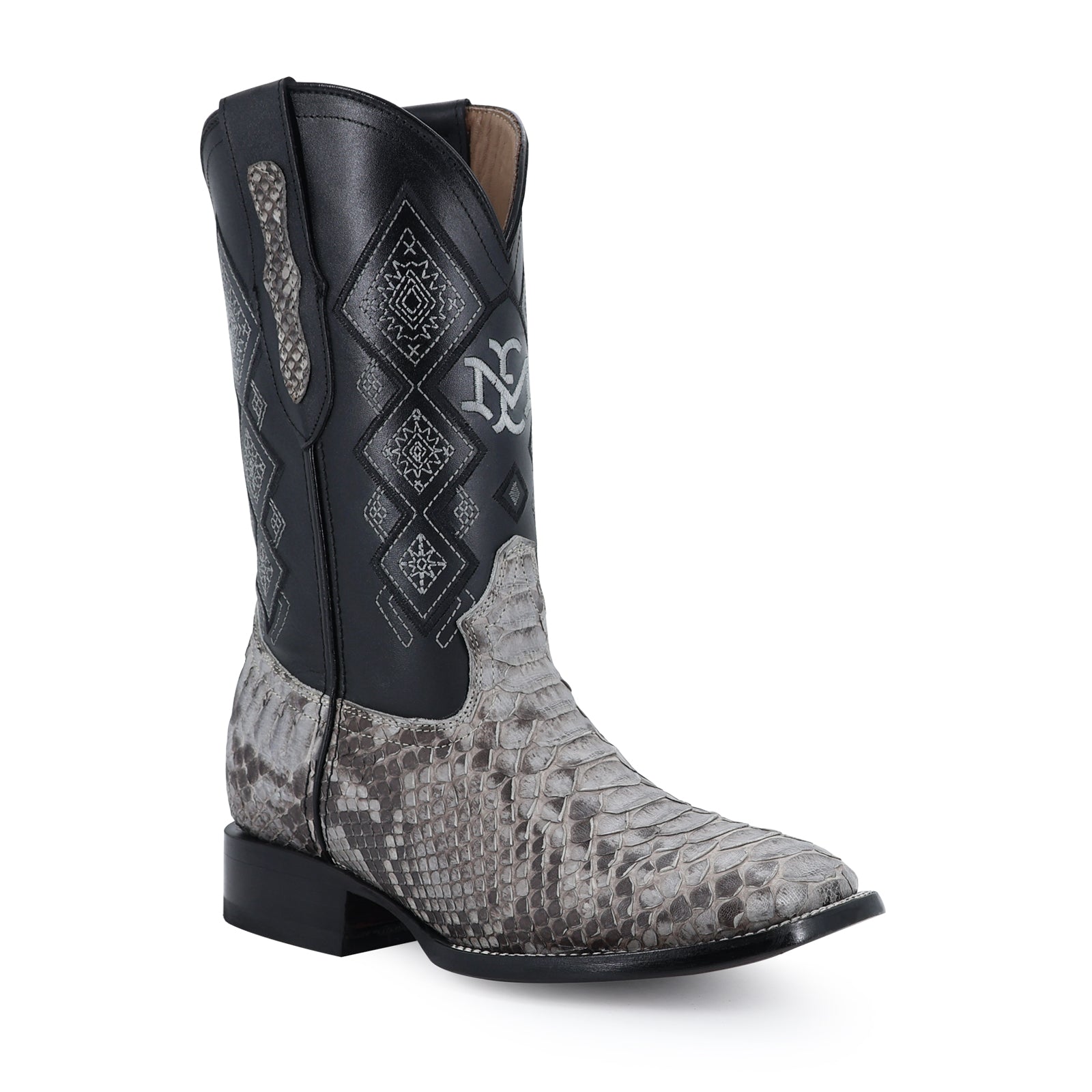 Bota Vaquera Bulldog Pitón Nobuck Gris