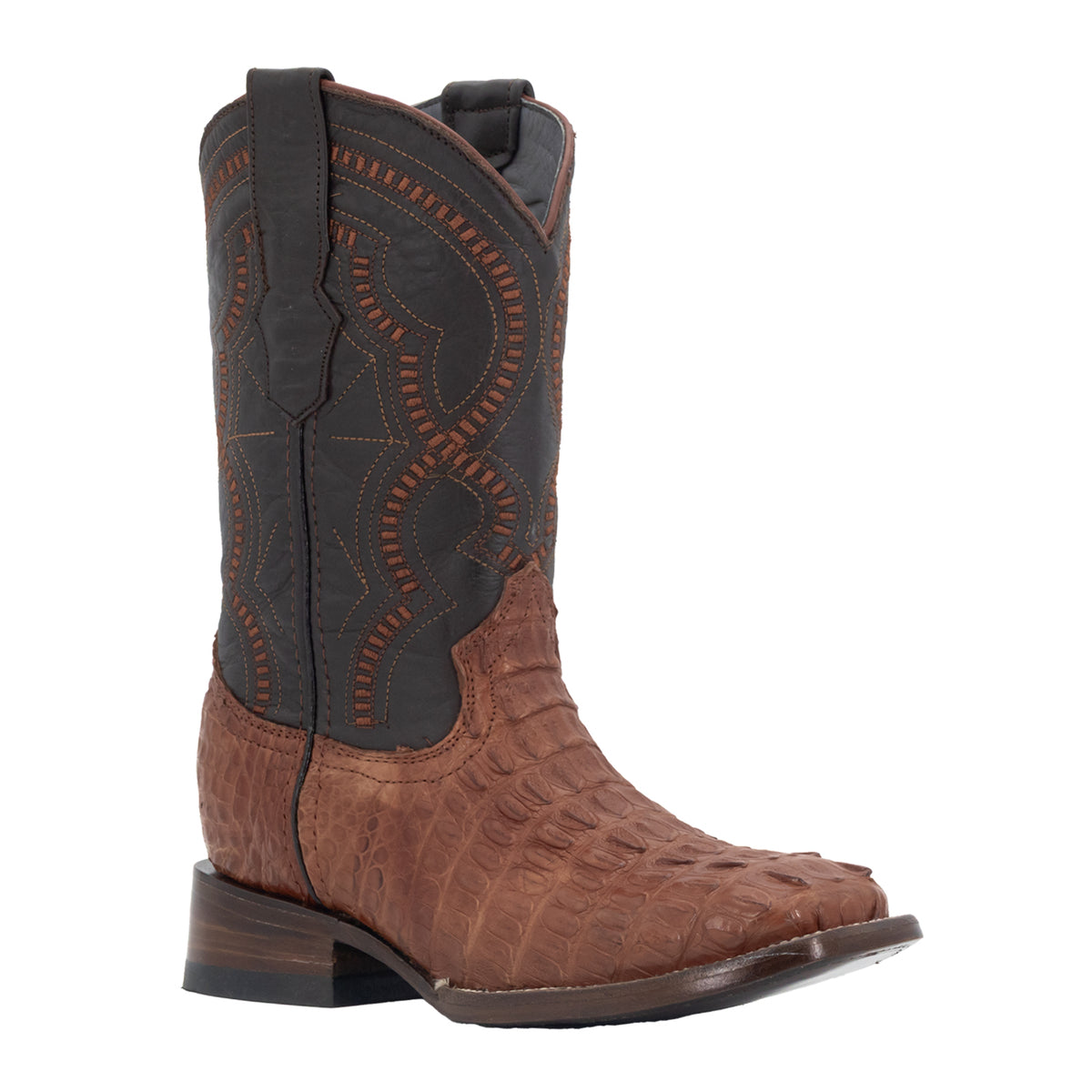 Bota Vaquera Horma Bulldog Piel Cocodrilo Cola