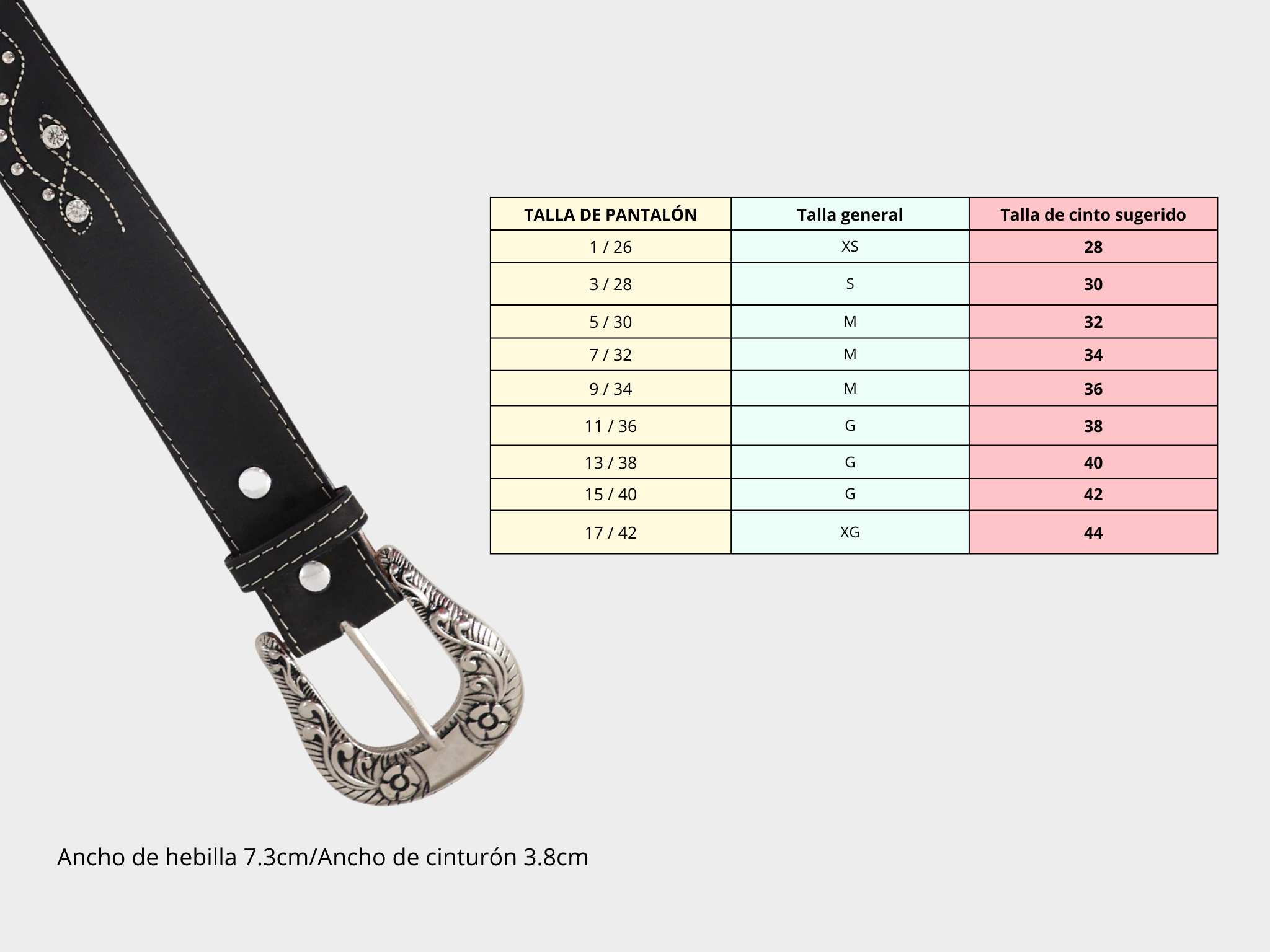 Cinto vaquero para dama modelo Ochitos