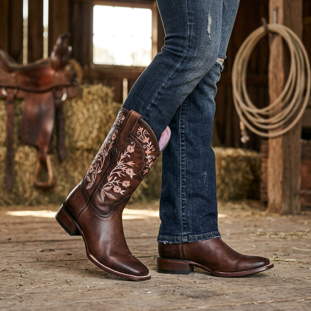 Bota vaquera para dama de piel modelo Armonía