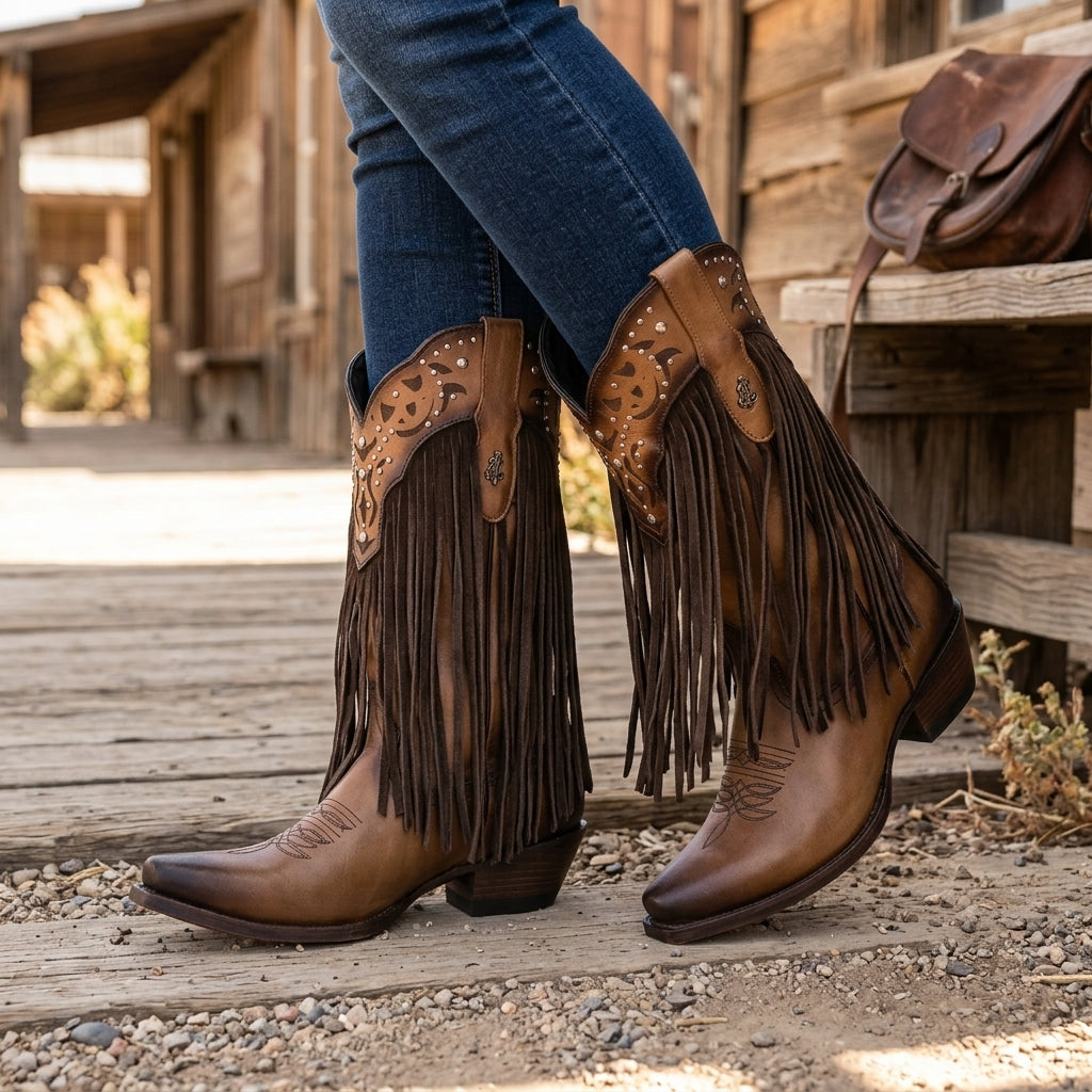 Bota vaquera para dama de piel modelo Forajida