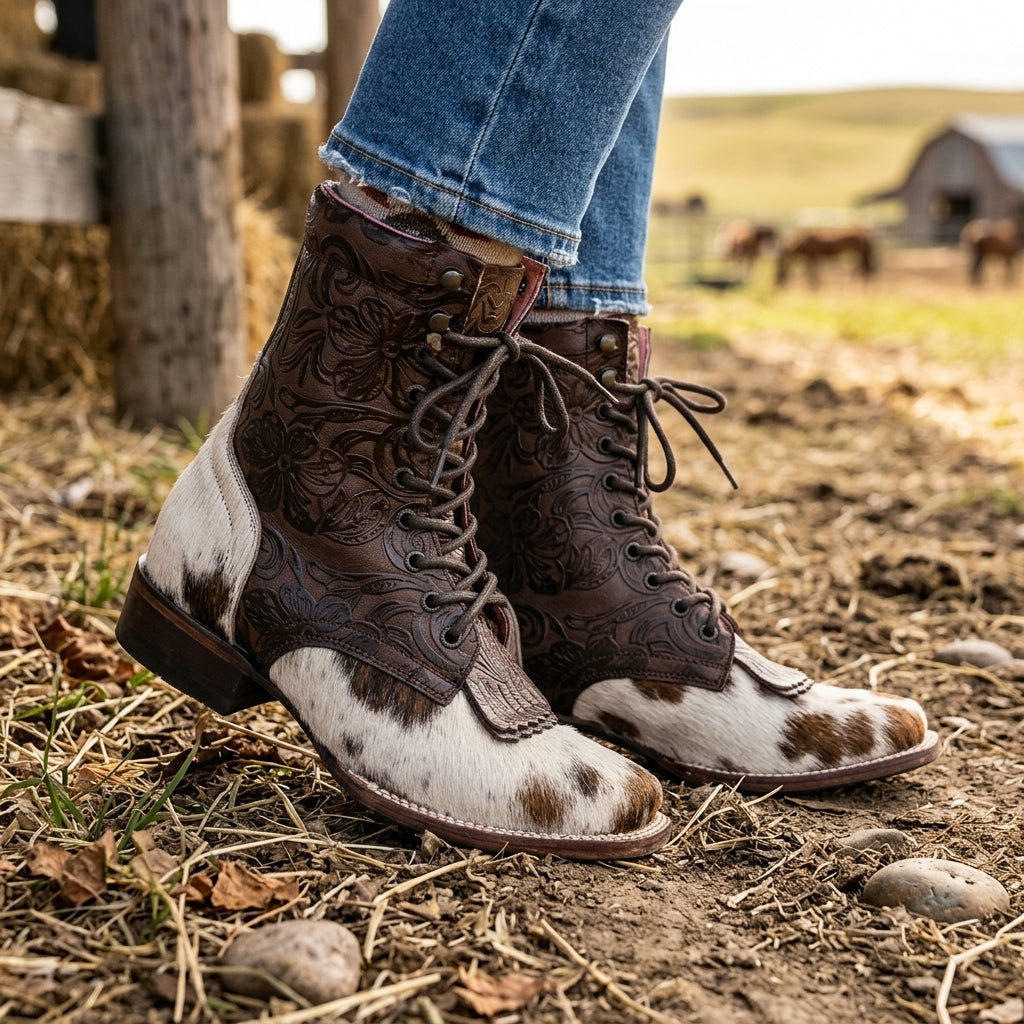 Bota Vaquera Para Dama de Piel Modelo Macarena