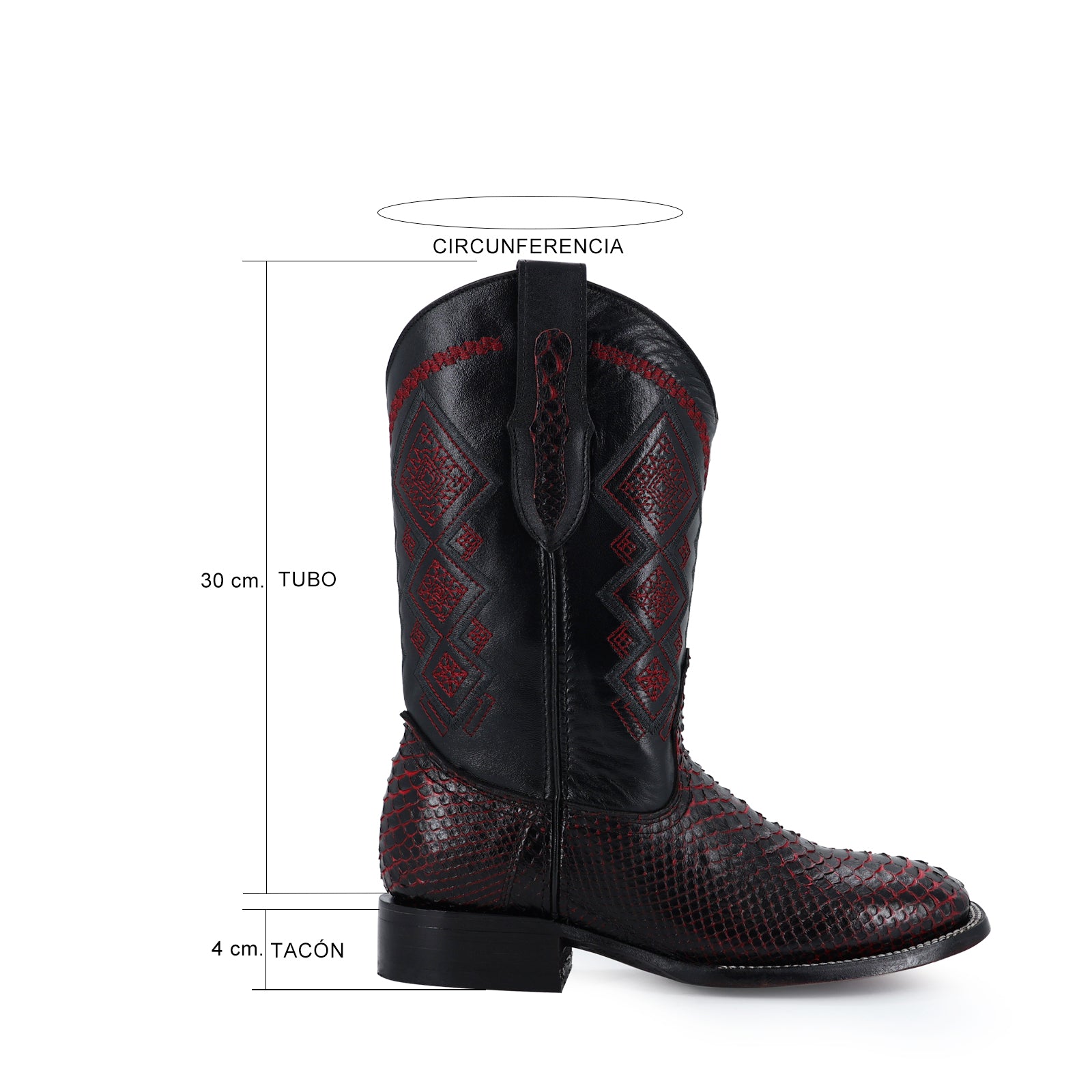 Bota Vaquera Bulldog Piton Negro Cereza