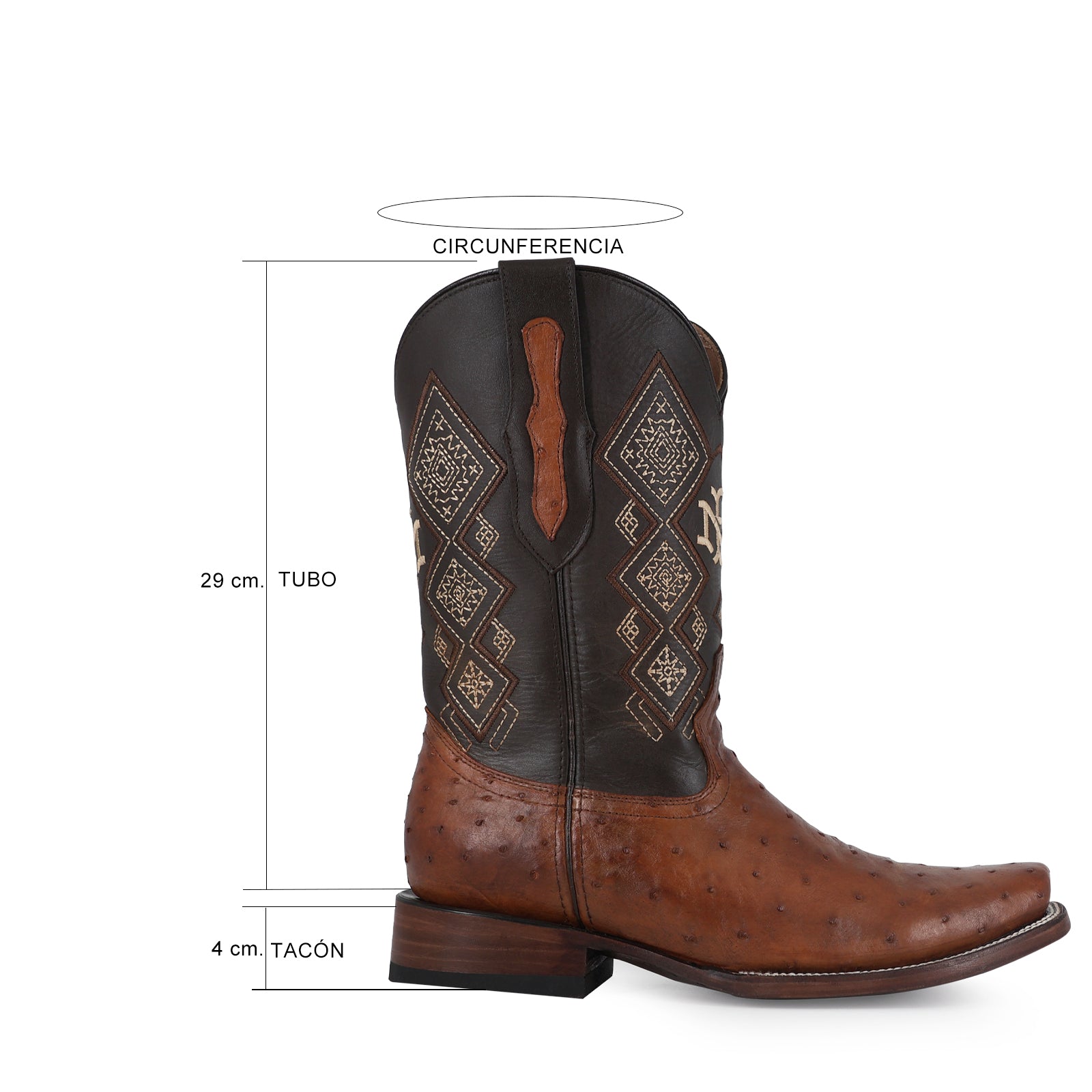 Bota Vaquera Dubai Avestruz Coñac