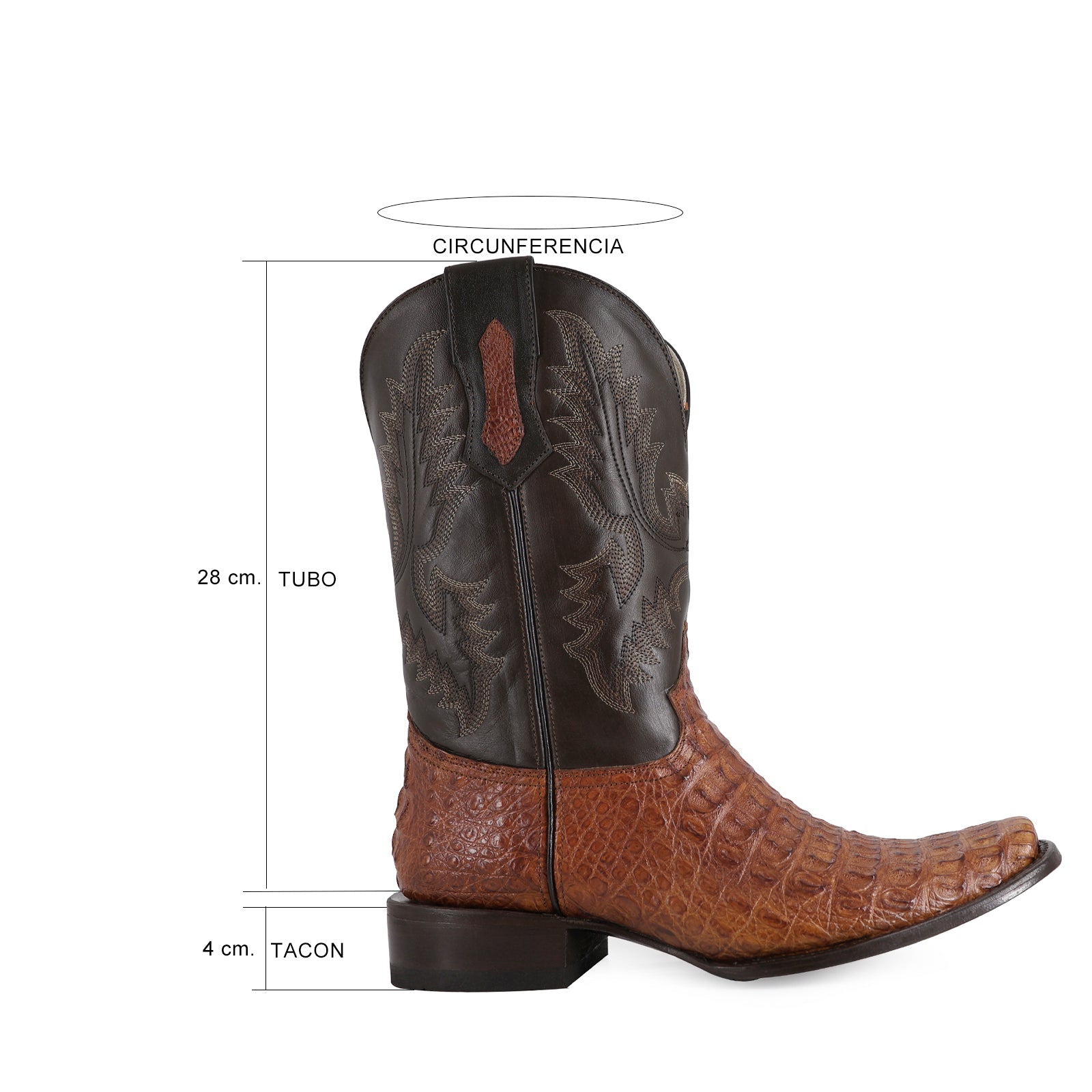 Bota Vaquera Dubai Cocodrilo Lomo Coñac