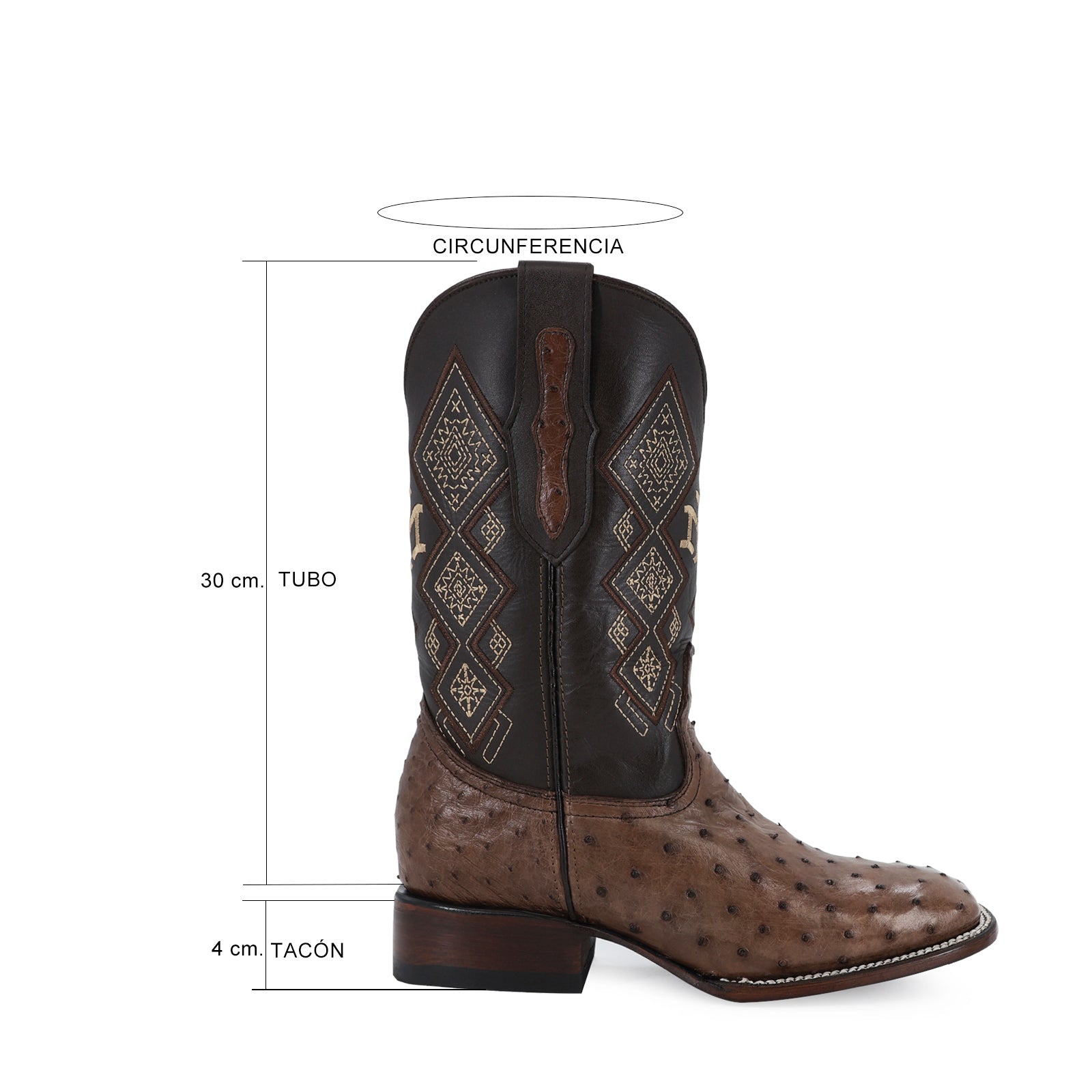 Bota Vaquera Bulldog Avestruz Cafe