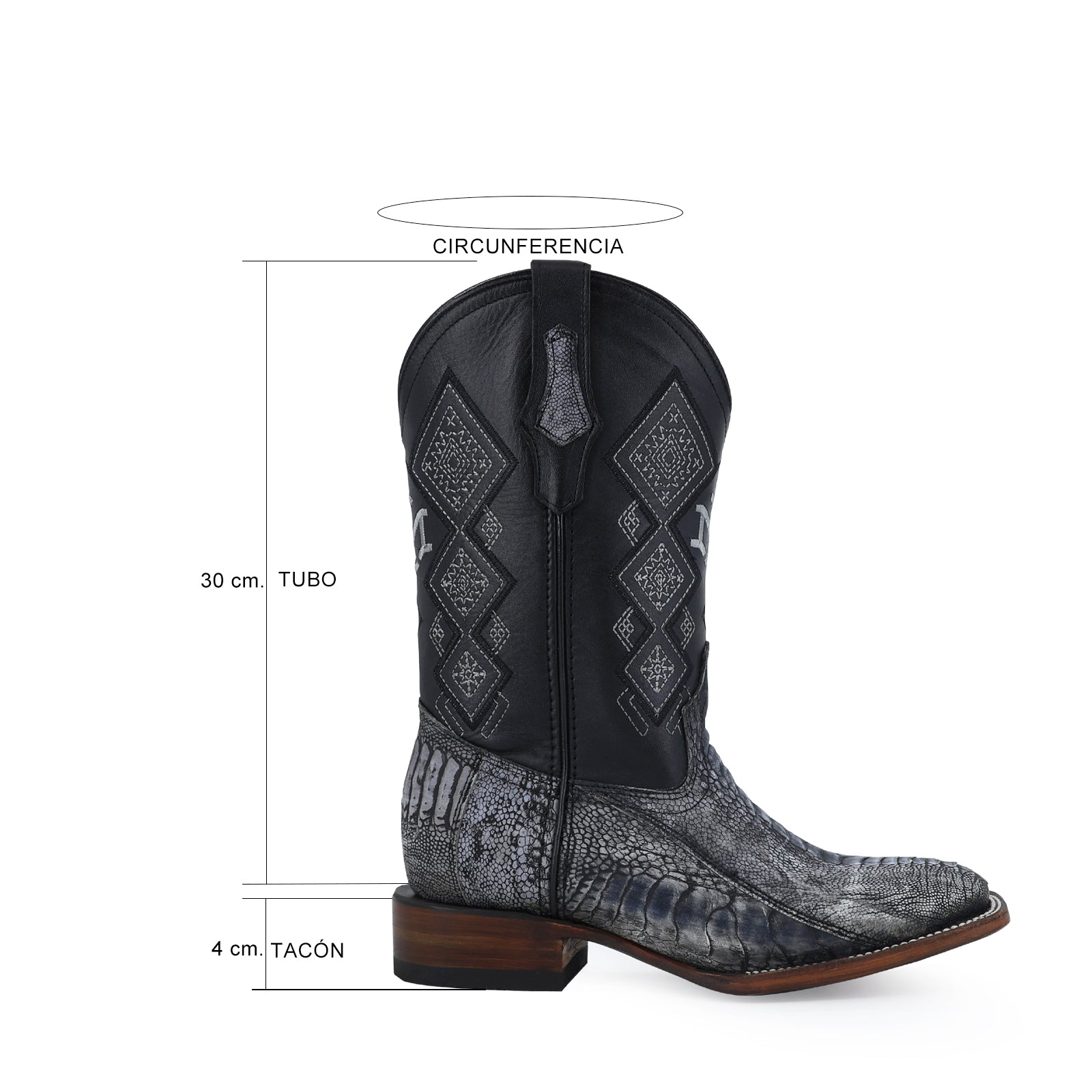 Bota Vaquera Bulldog Pata de Avestruz Azul Rustico