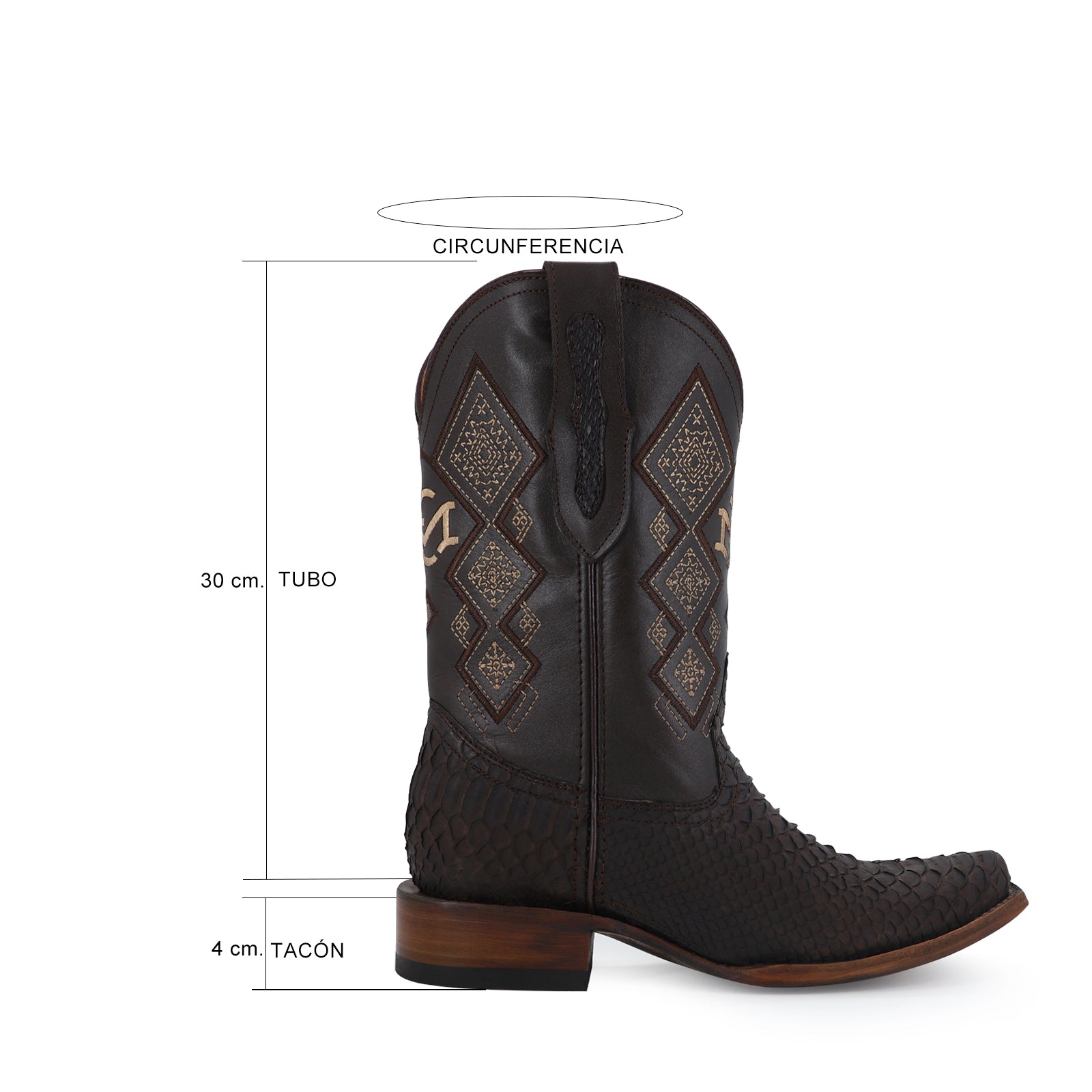 Bota Vaquera Dubái Pitón Nobuck Cafe