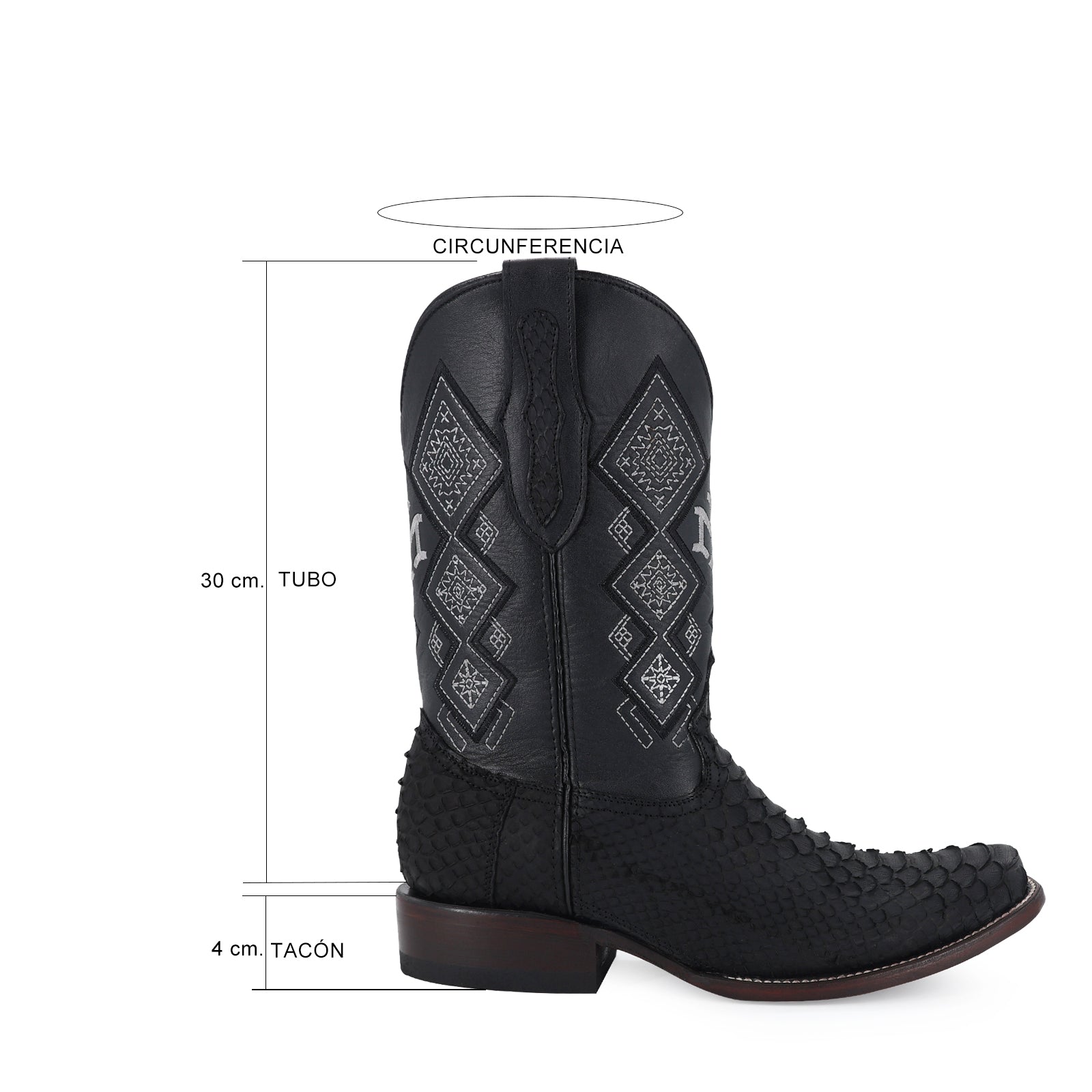 Bota Vaquera Dubái Pitón Nobuck Negro