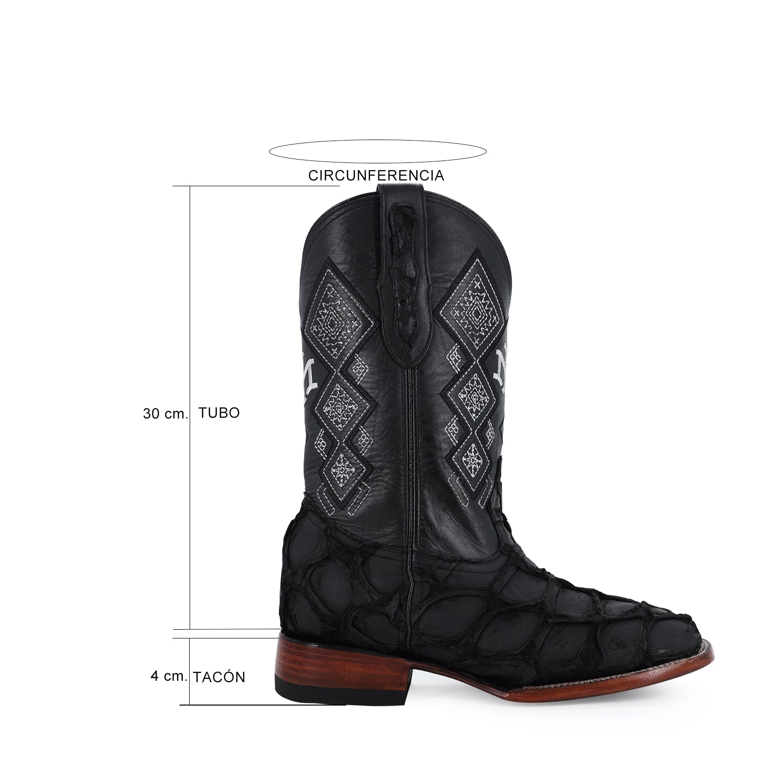 Bota Vaquera Bulldog Pescado Nobuck Negro