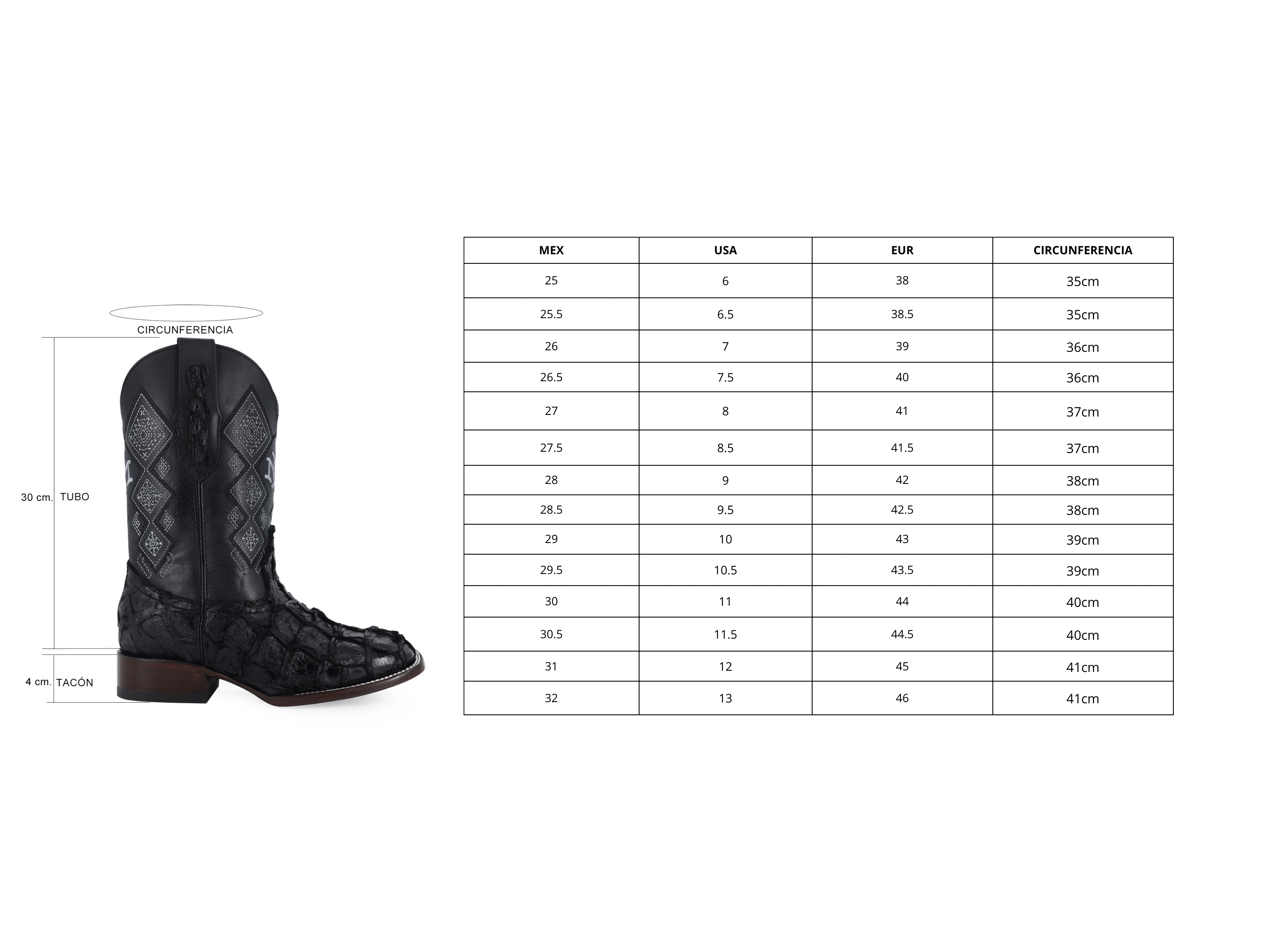 Bota Vaquera Bulldog Pescado Negro