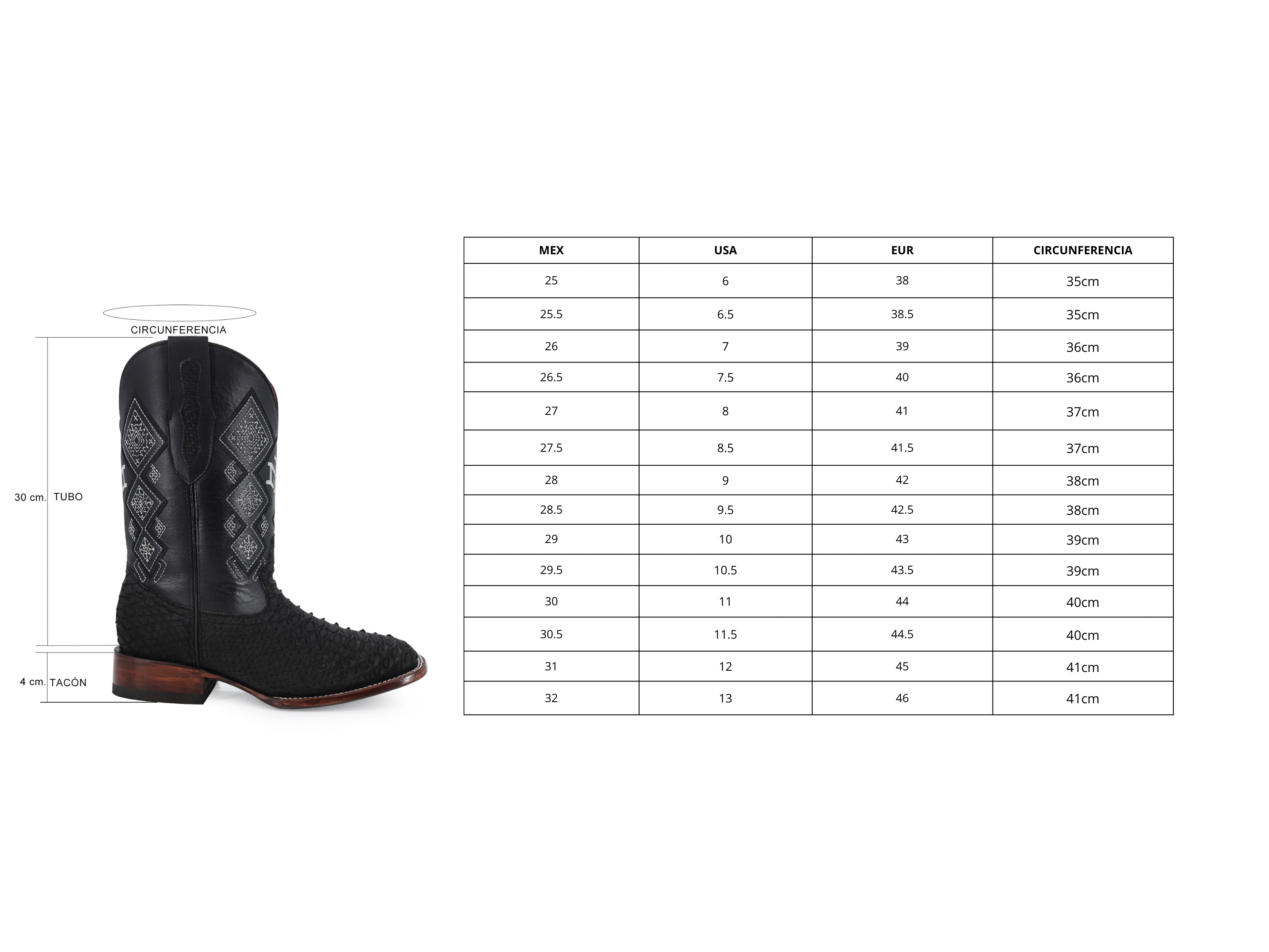 Bota Vaquera Bulldog Pitón Nobuck Negro
