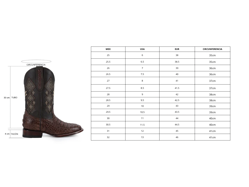 Bota Vaquera Bulldog Cocodrilo Lomo Cafe