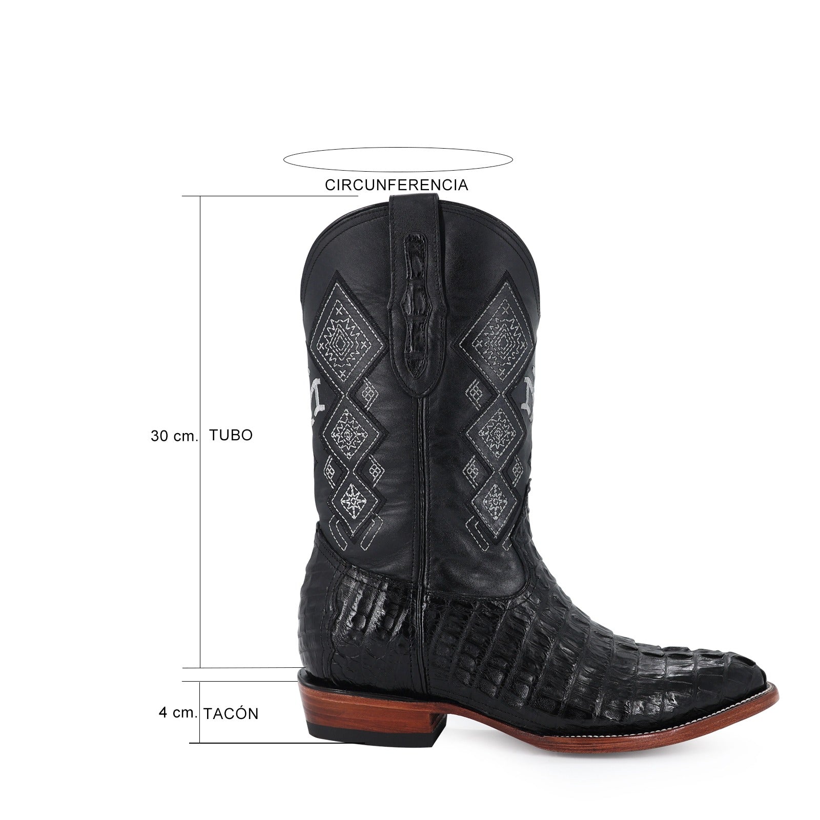 Bota Vaquera Oval Cocodrilo Cola